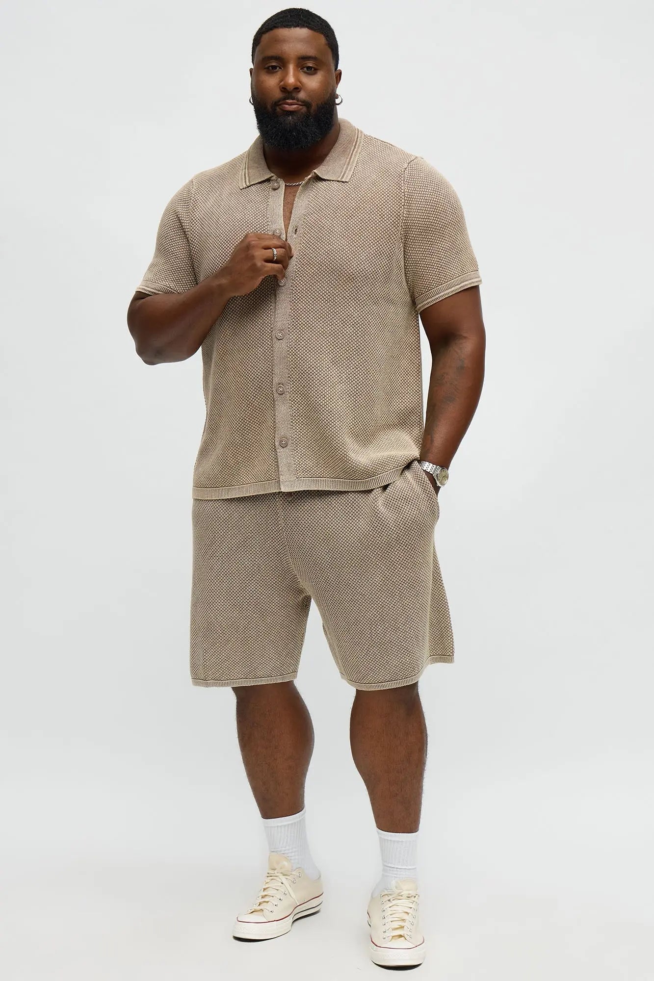 Relaxed Washed Knit Short - Brown/combo