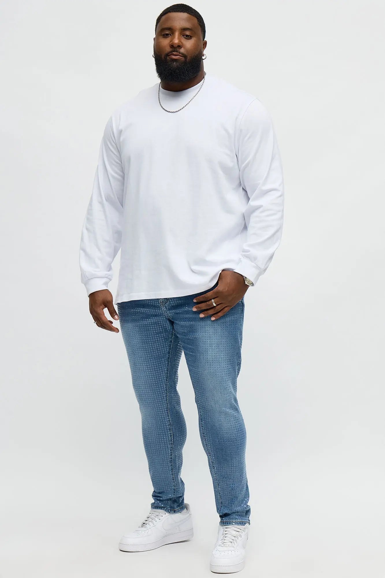 Skinny Dot Matrix Jean - Medium Wash