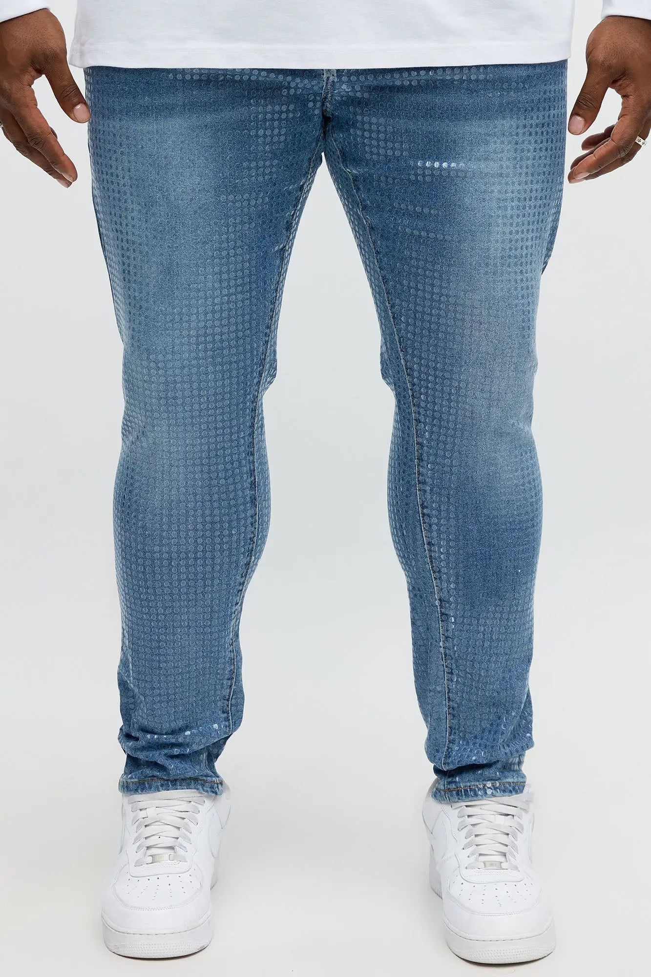 Skinny Dot Matrix Jean - Medium Wash
