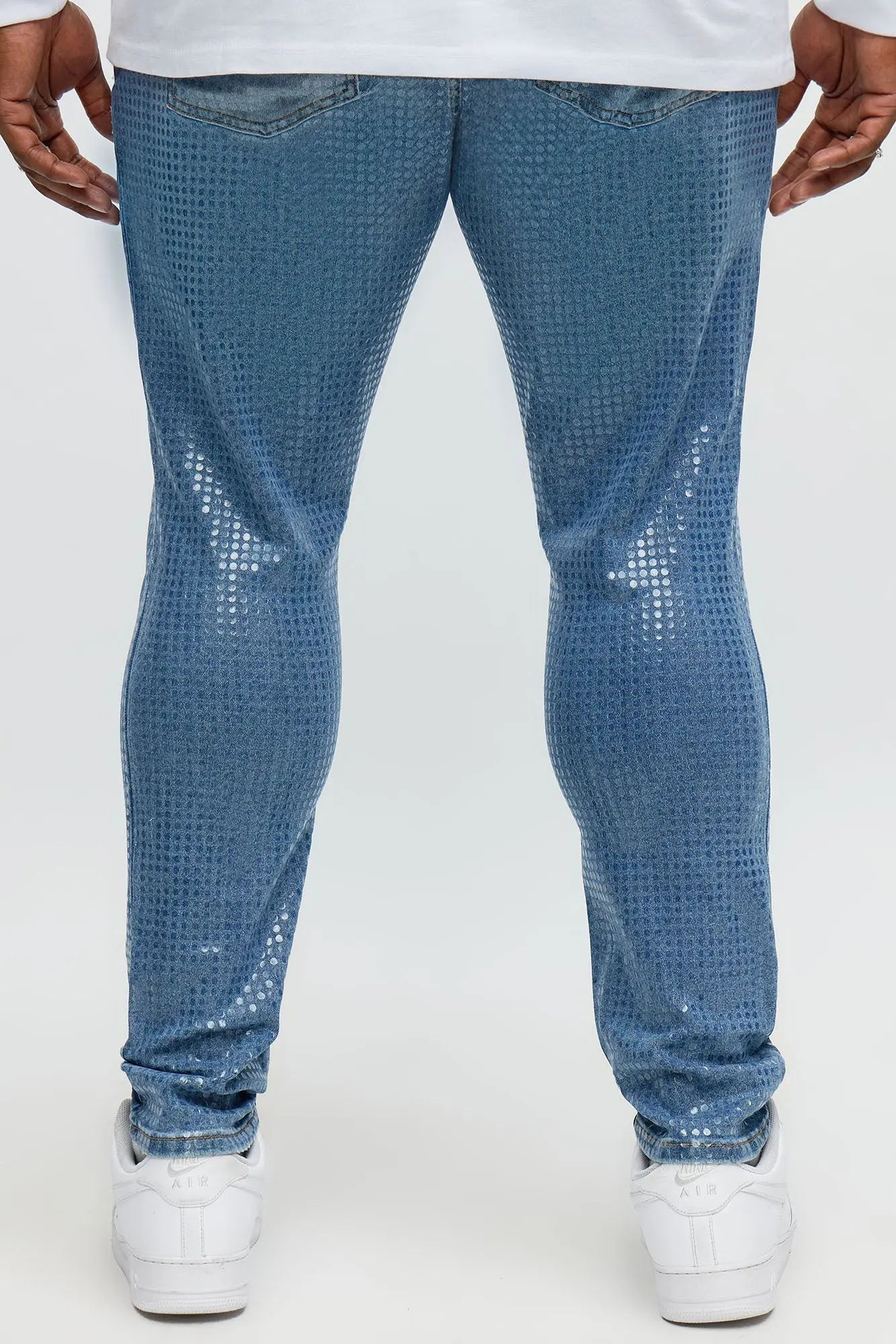 Skinny Dot Matrix Jean - Medium Wash