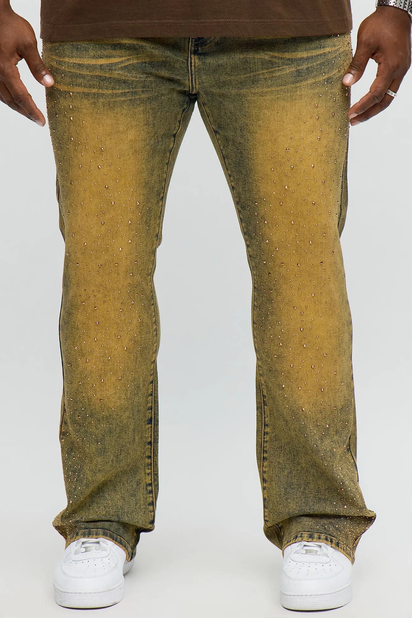 Stacked Skinny Flare Be Jeweled Up Jeans - Vintage Wash