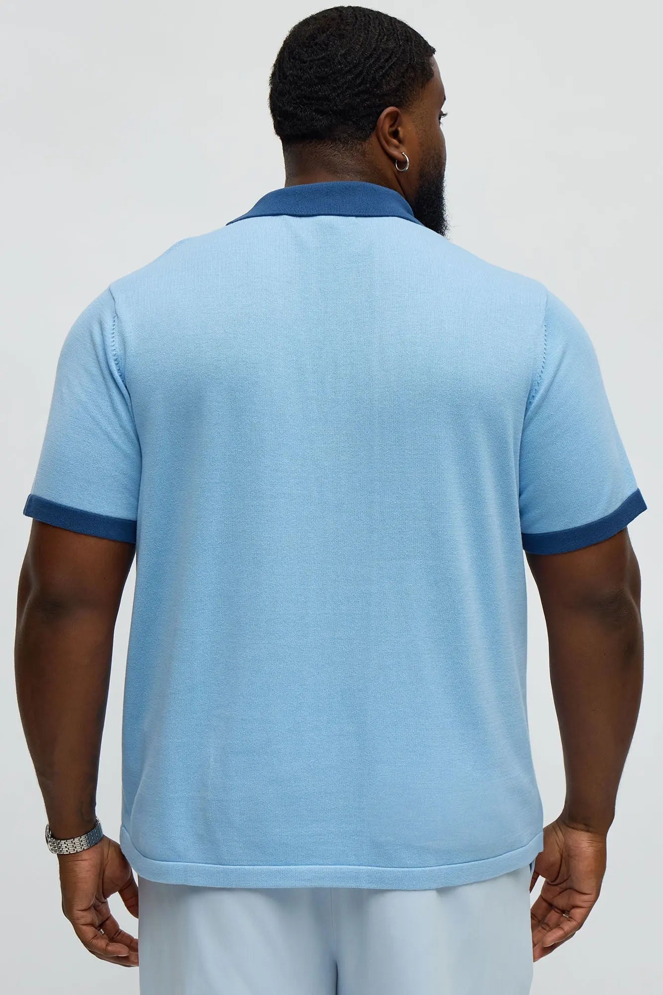 Oversized Exaggerated Pockets Lounge Polo - Blue/combo