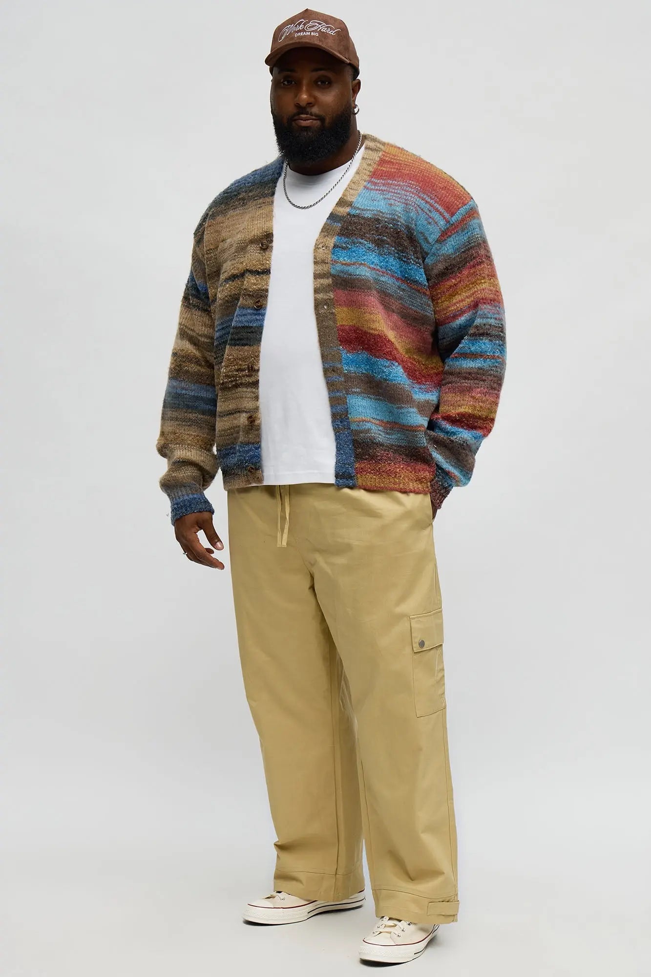 Cameroonian Textured Cardigan - Brown/combo