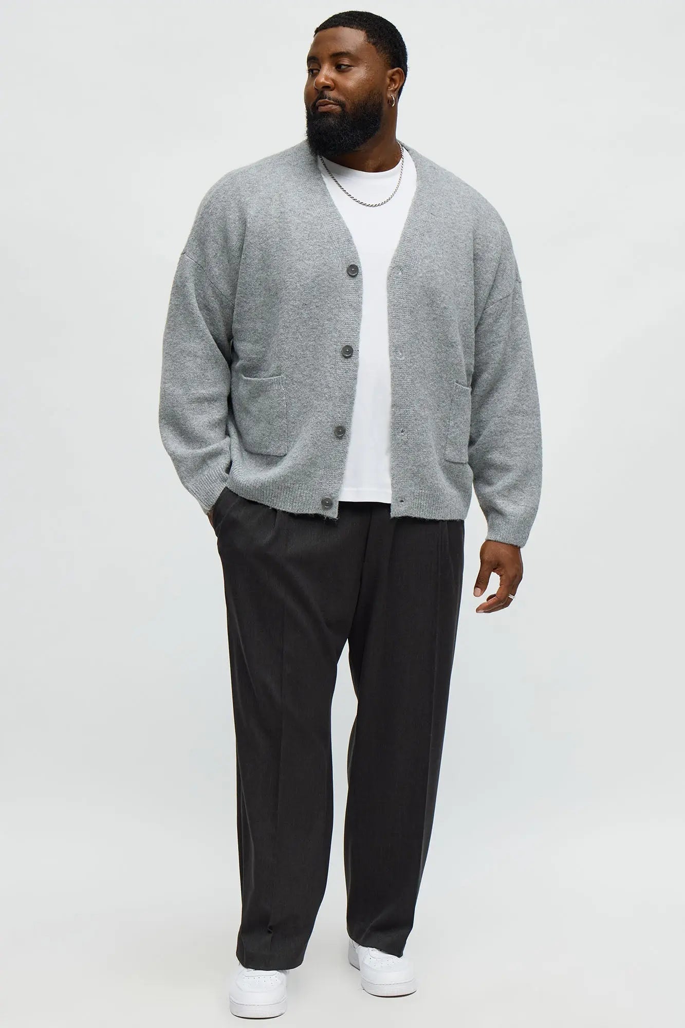 Cropped Harbor Ash Cardigan - Heather Grey