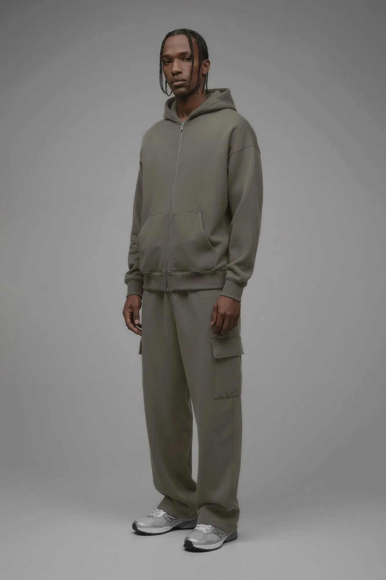 410 Oversized Zip Hoodie - Moss Grey