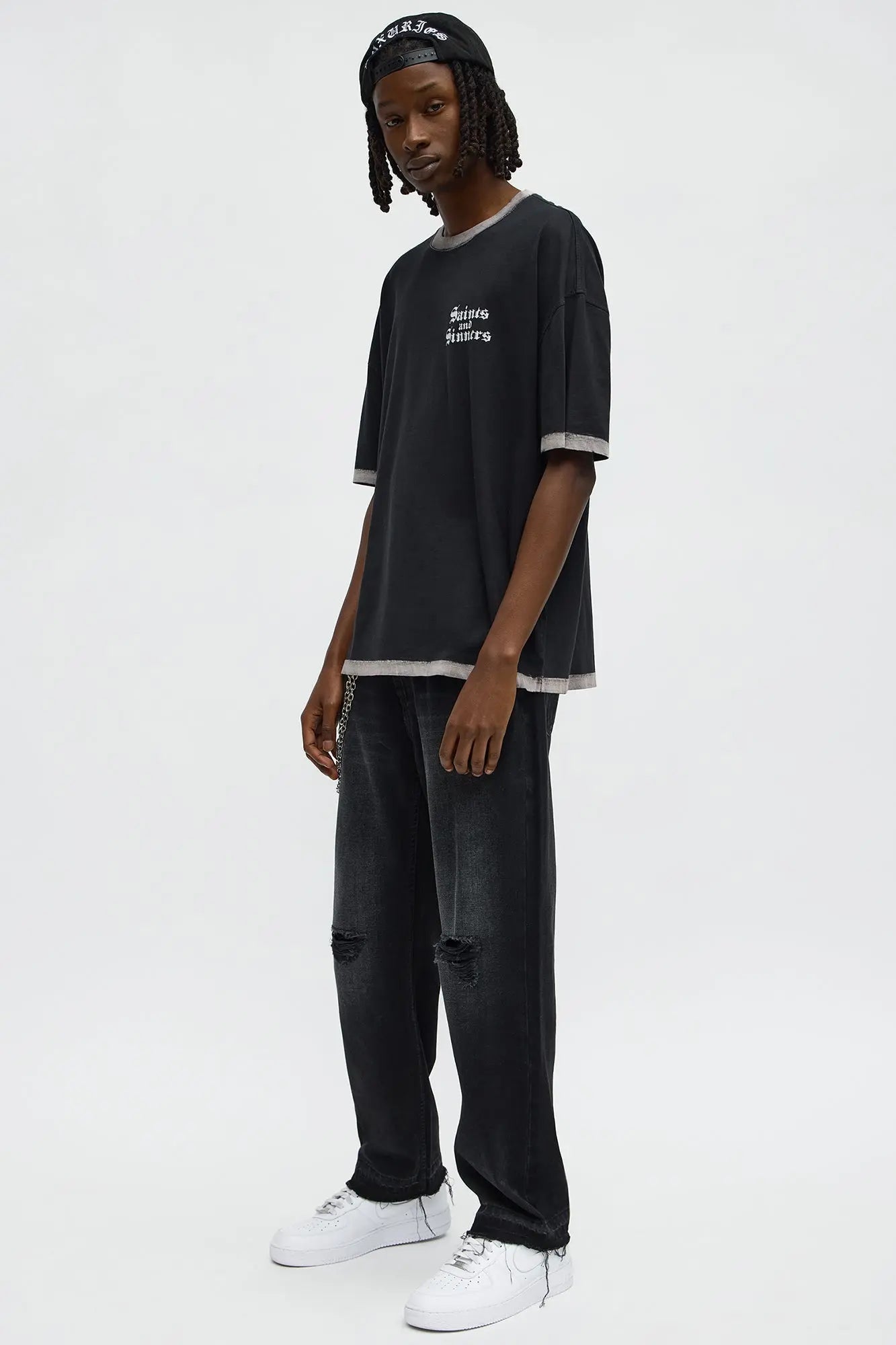 Saints And Sinners Short Sleeve Ringer Tee - Black