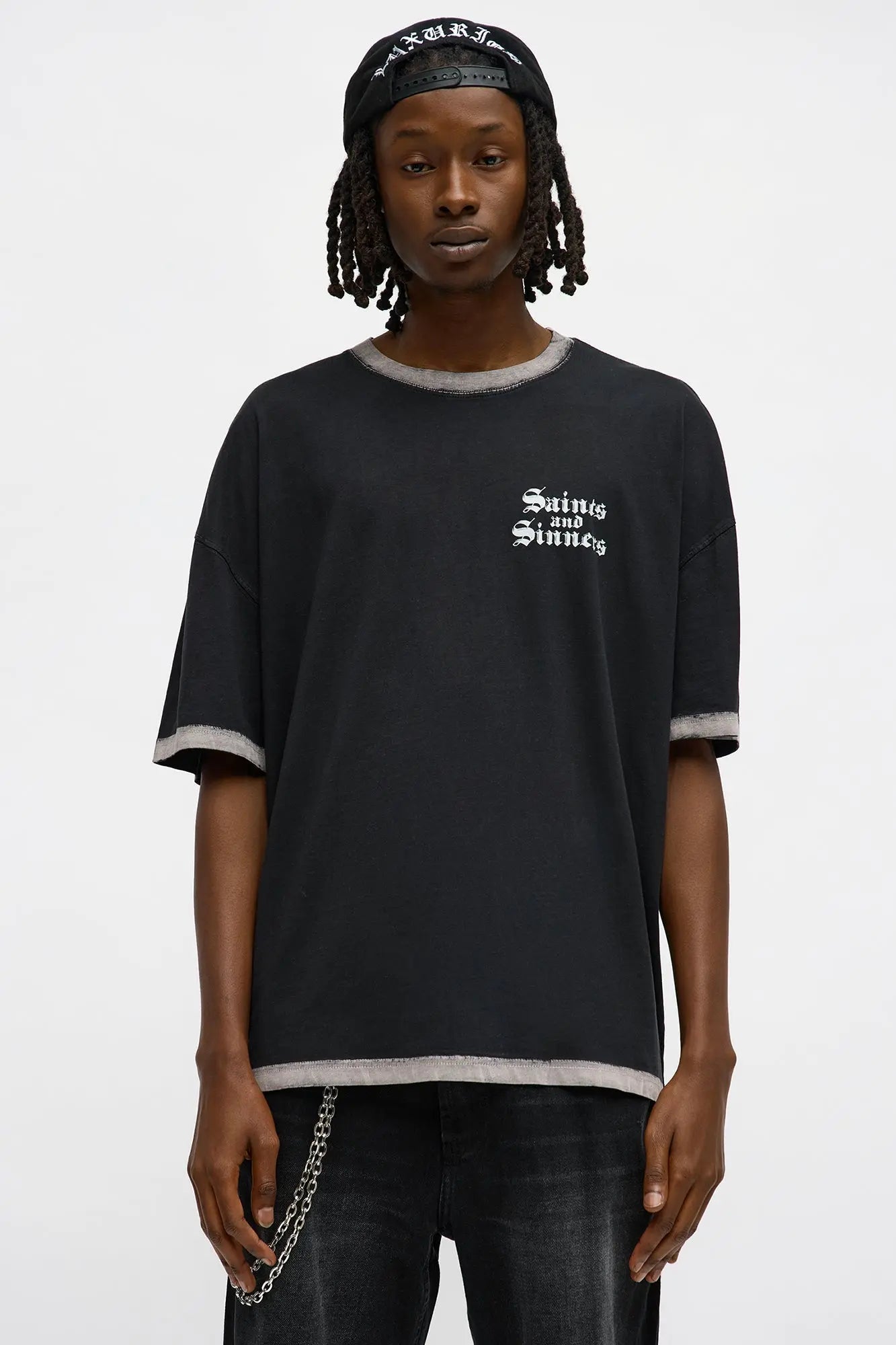 Saints And Sinners Short Sleeve Ringer Tee - Black