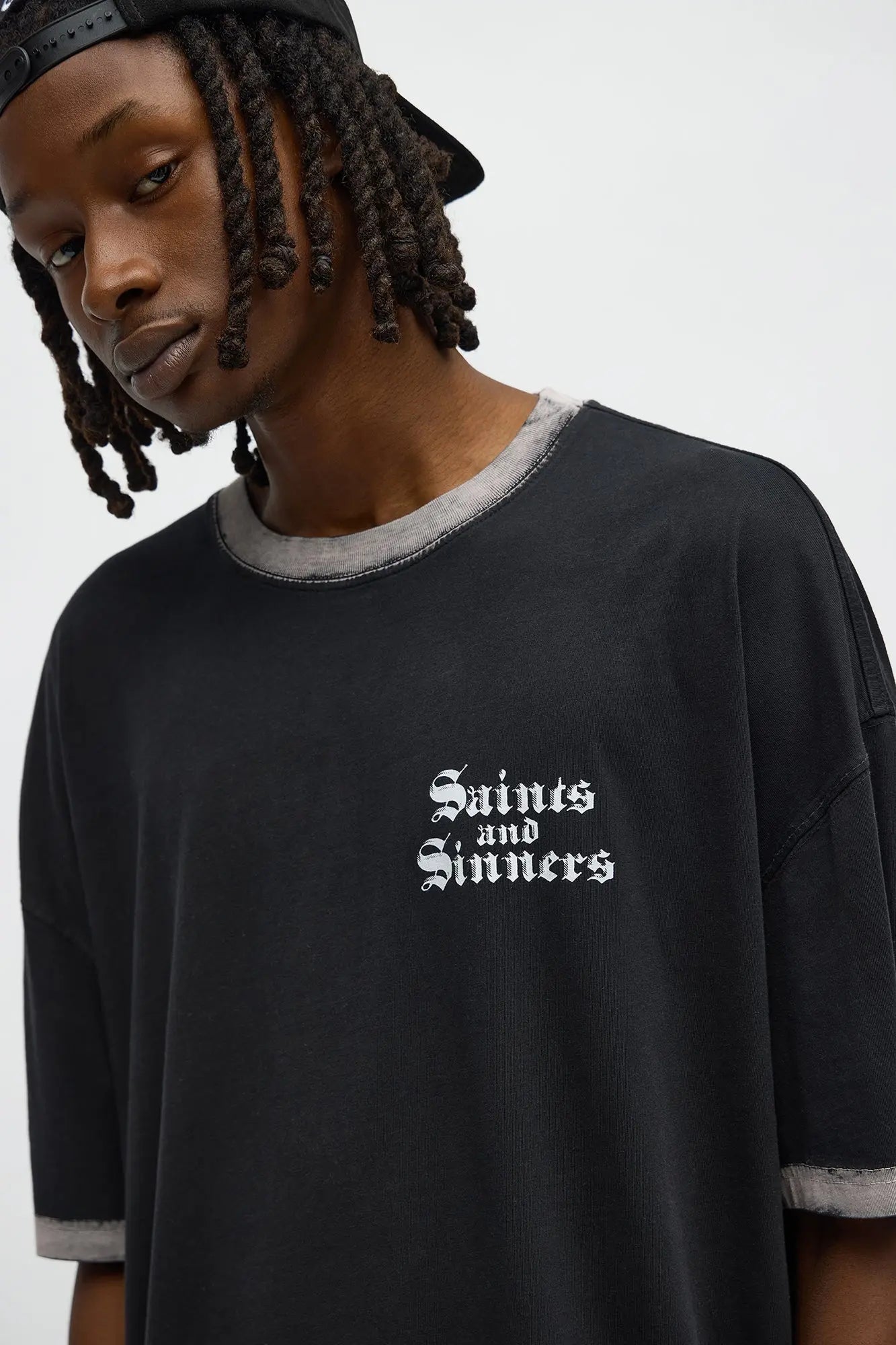 Saints And Sinners Short Sleeve Ringer Tee - Black