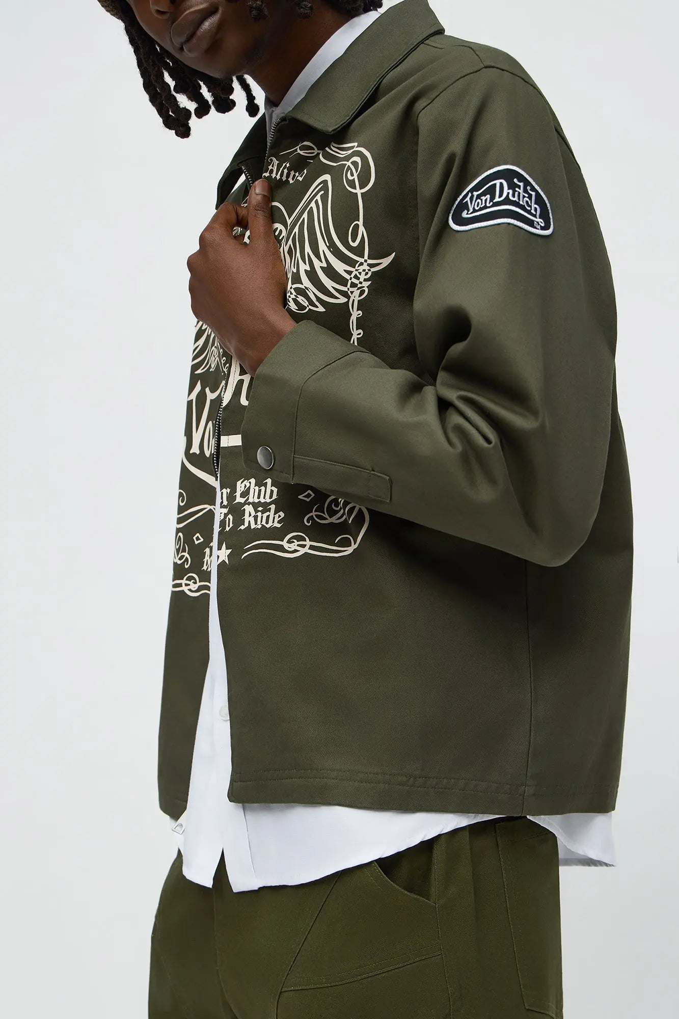 Von Dutch Winged Eye Work Jacket - Olive/combo