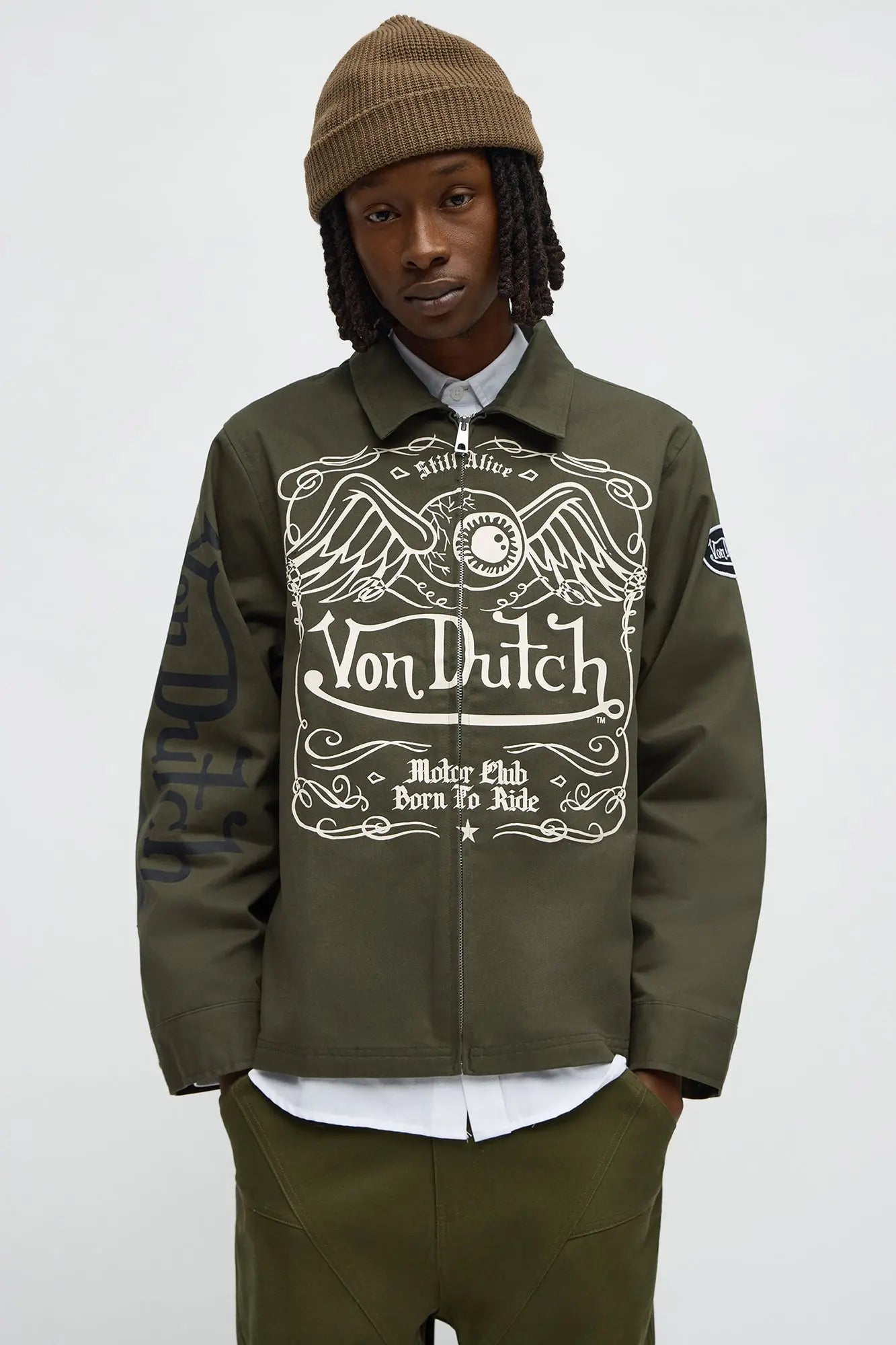 Von Dutch Winged Eye Work Jacket - Olive/combo