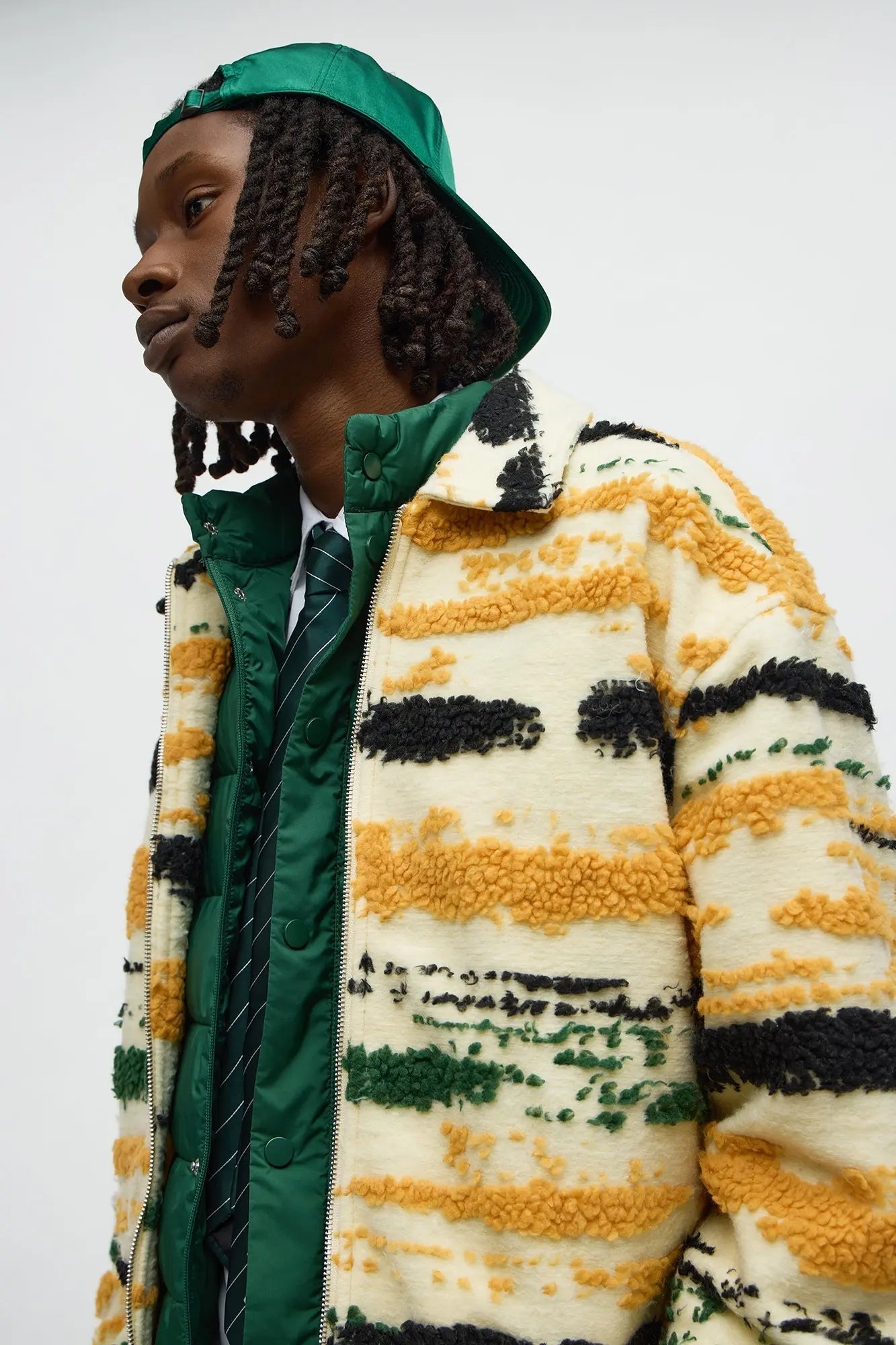 Relaxed Stay In Your Lane Sherpa Jacket - Cream/combo
