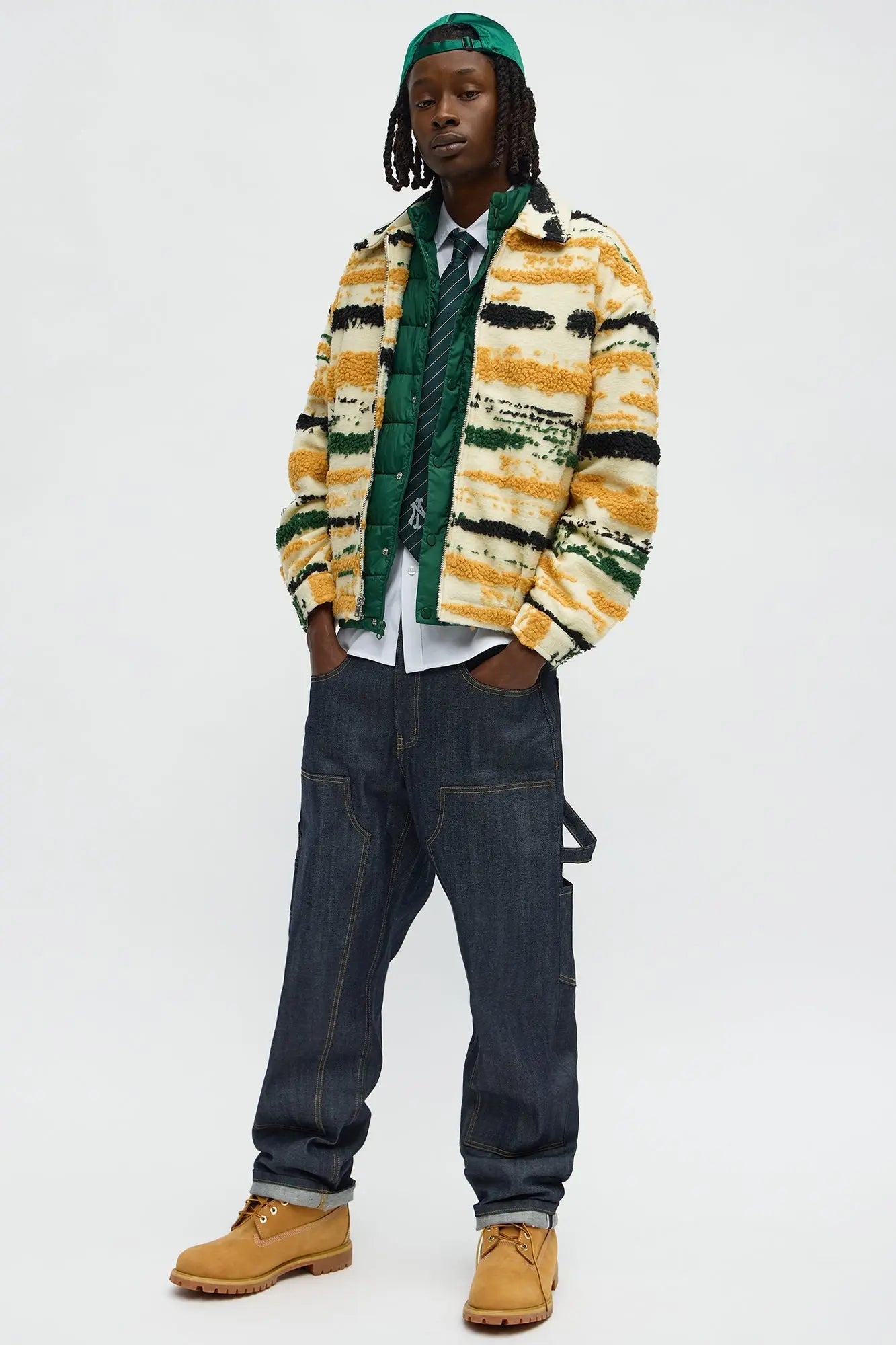 Relaxed Stay In Your Lane Sherpa Jacket - Cream/combo