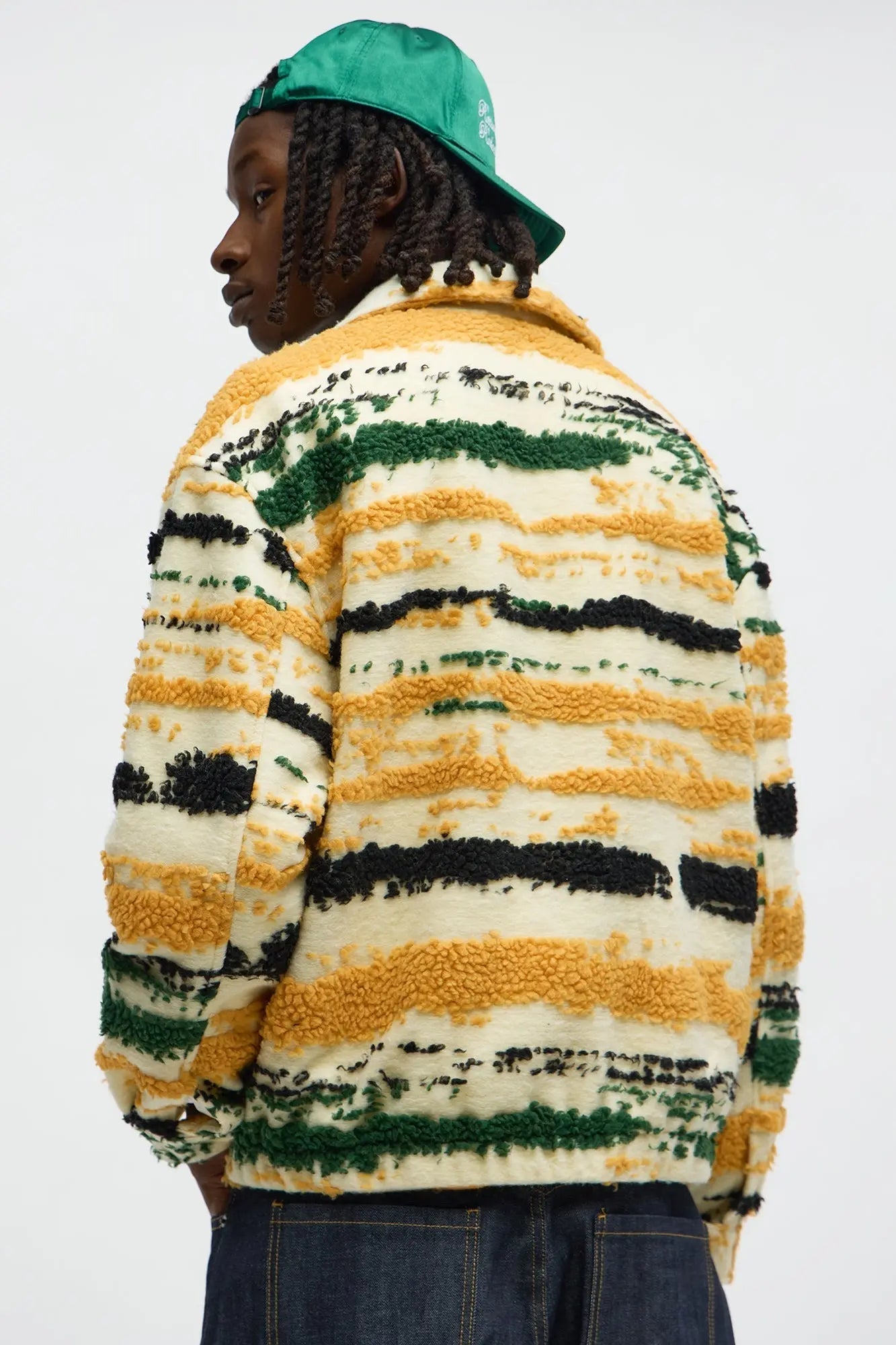 Relaxed Stay In Your Lane Sherpa Jacket - Cream/combo