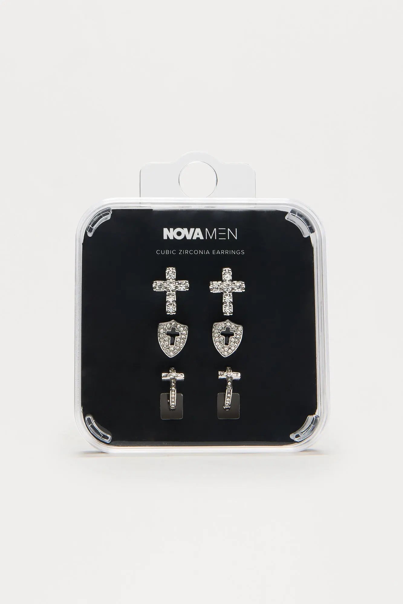 Shield Up 3 Piece Earring Set - Silver