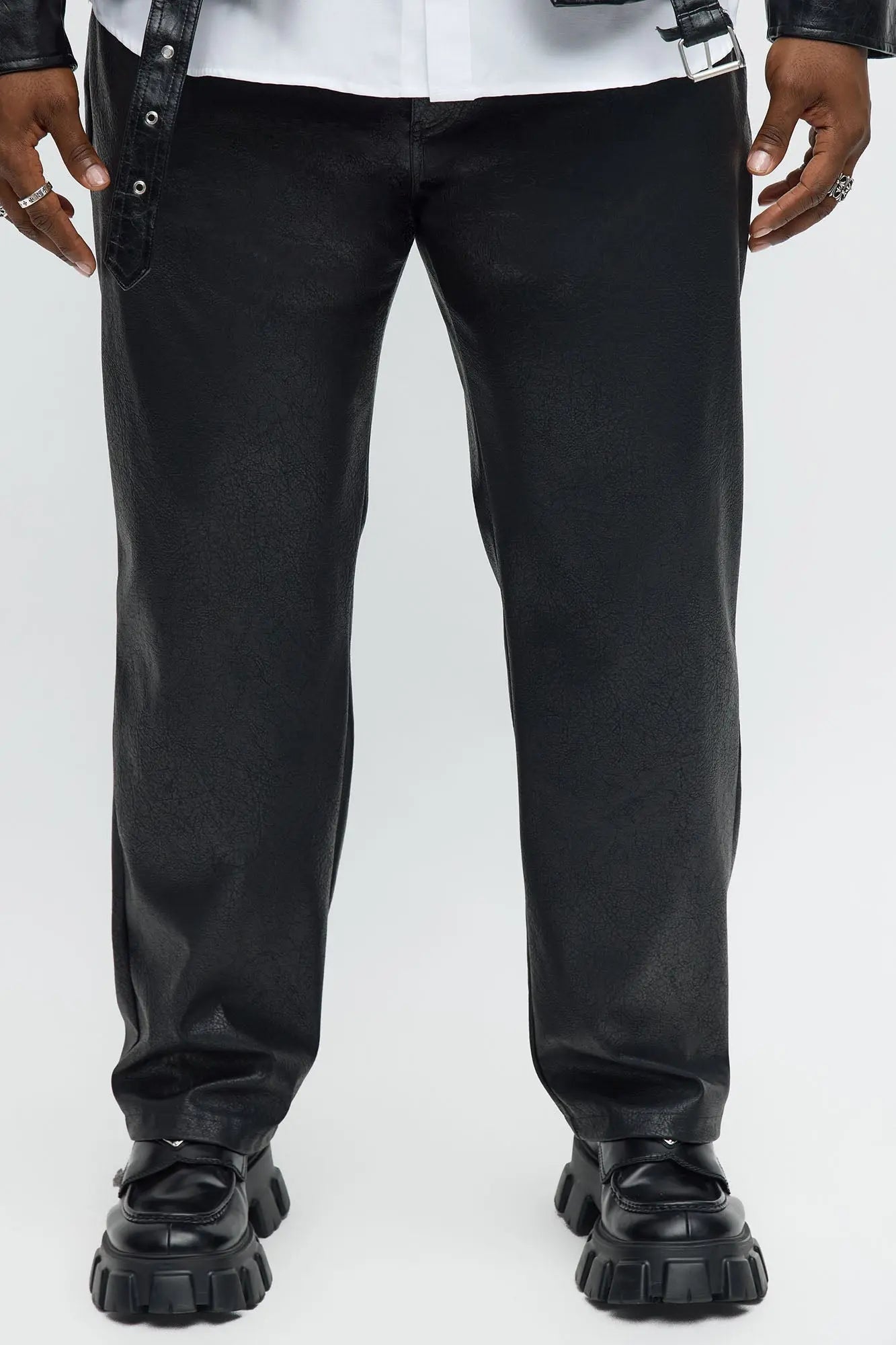 Straight Luxury Living Faux Leather Pant - Black