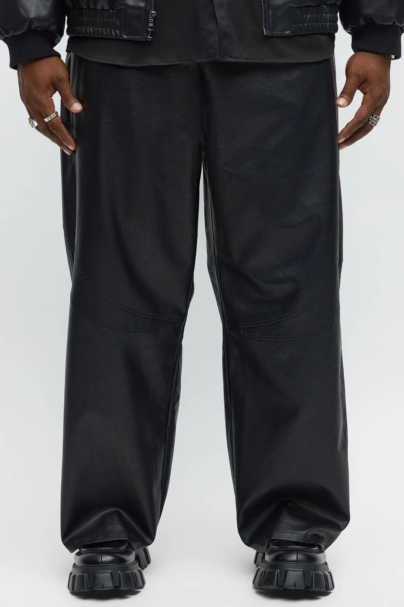 Baggy Slick In These Streets Faux Leather Pant - Black