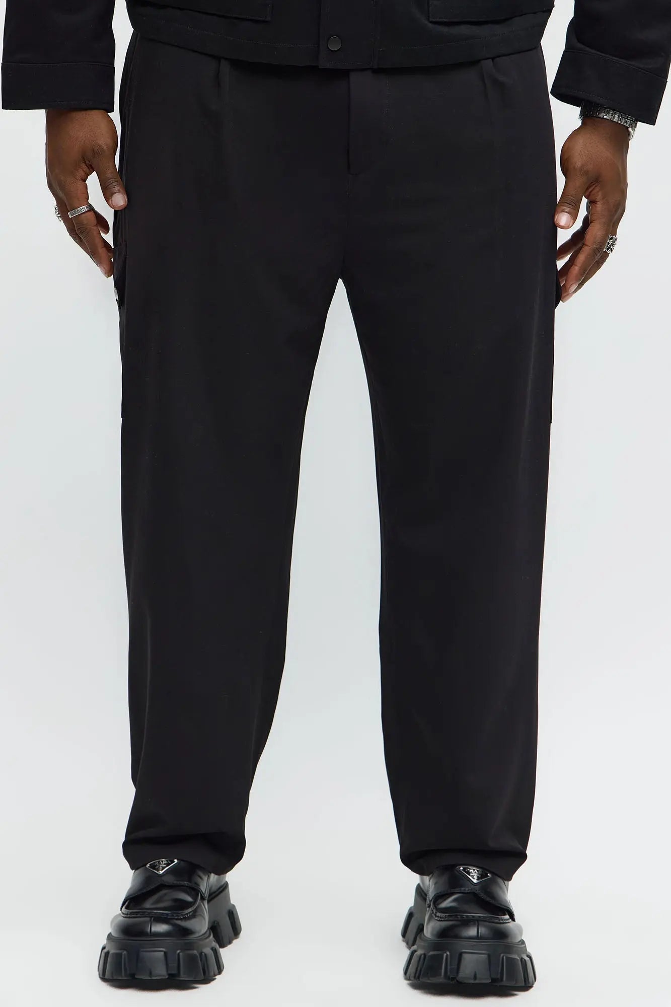 Straight Erod Pleat Trouser - Black
