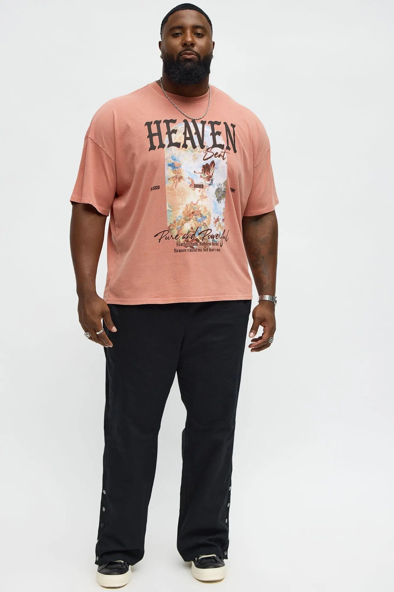 Heavens Sent Oversized Short Sleeve Tee - Coral