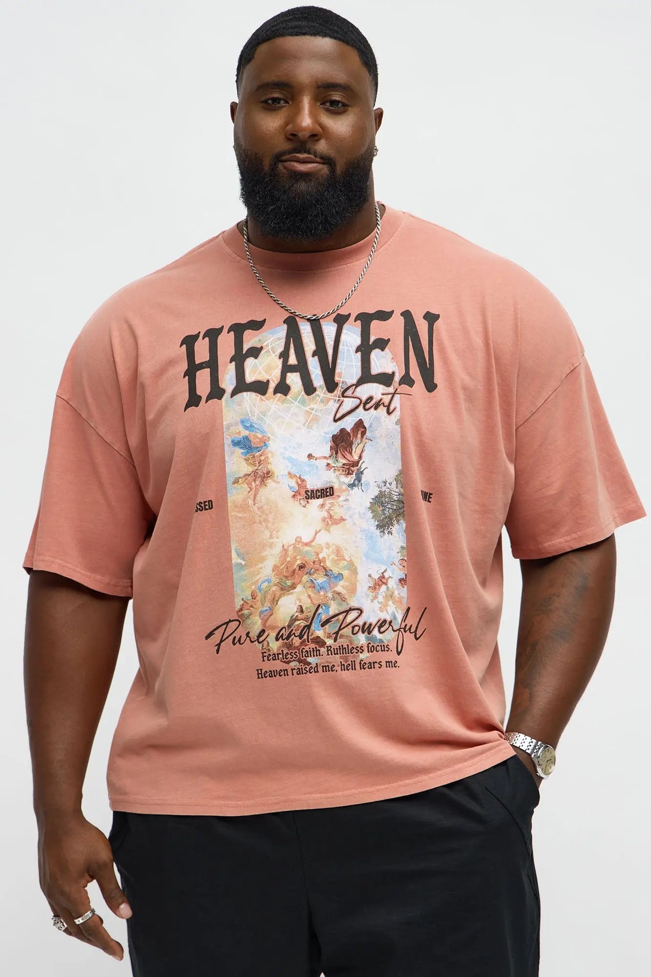 Heavens Sent Oversized Short Sleeve Tee - Coral