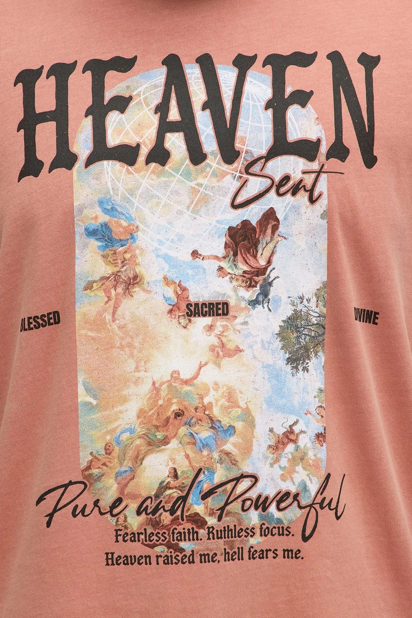 Heavens Sent Oversized Short Sleeve Tee - Coral