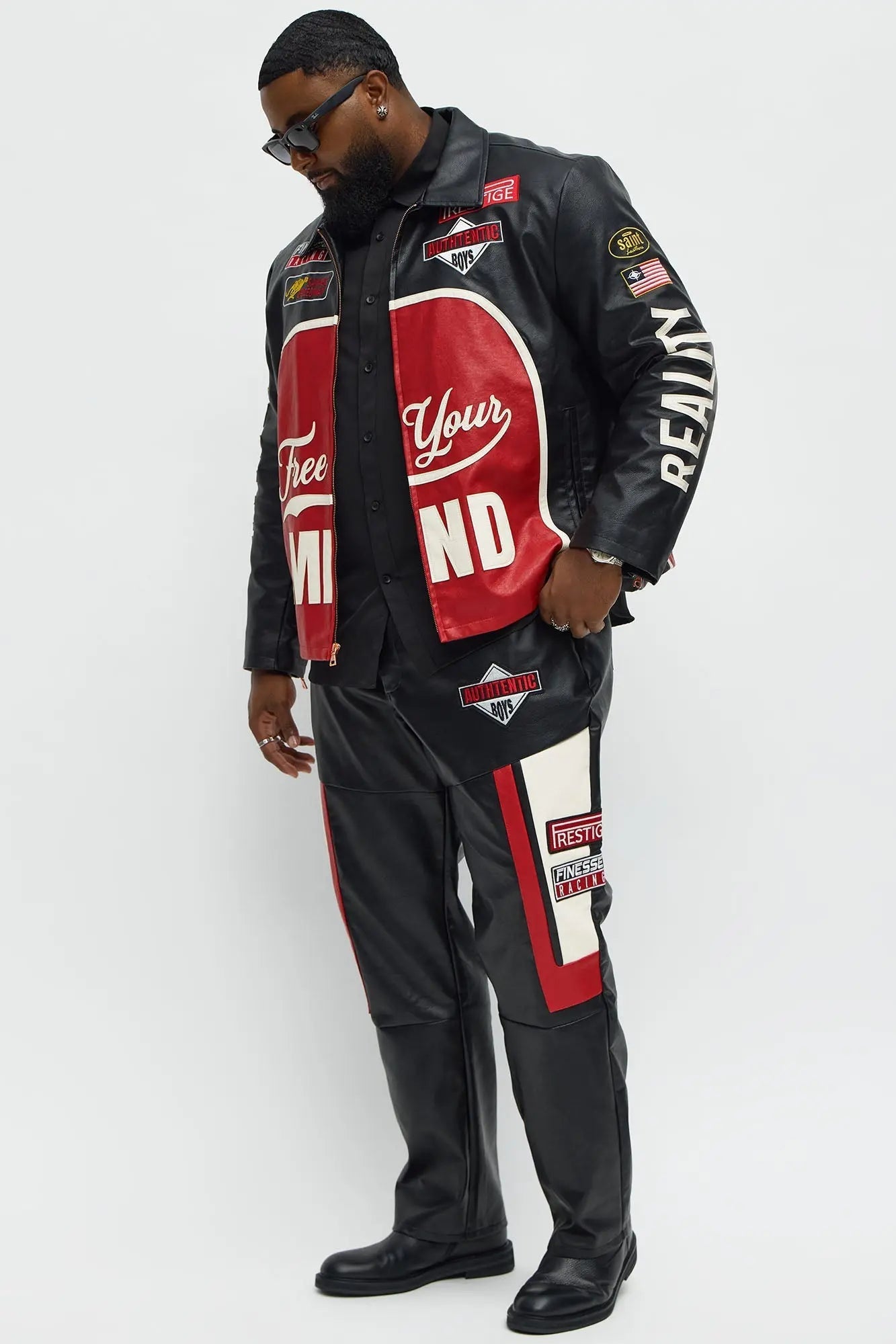 Straight Free Your Mind Faux Leather Racing Pant - Black/combo