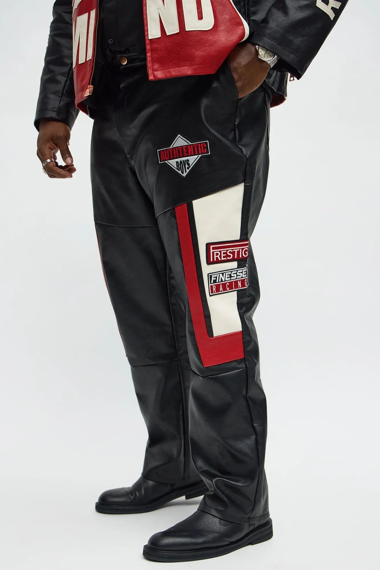Straight Free Your Mind Faux Leather Racing Pant - Black/combo