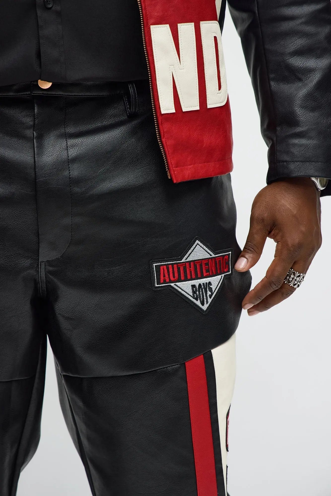 Straight Free Your Mind Faux Leather Racing Pant - Black/combo