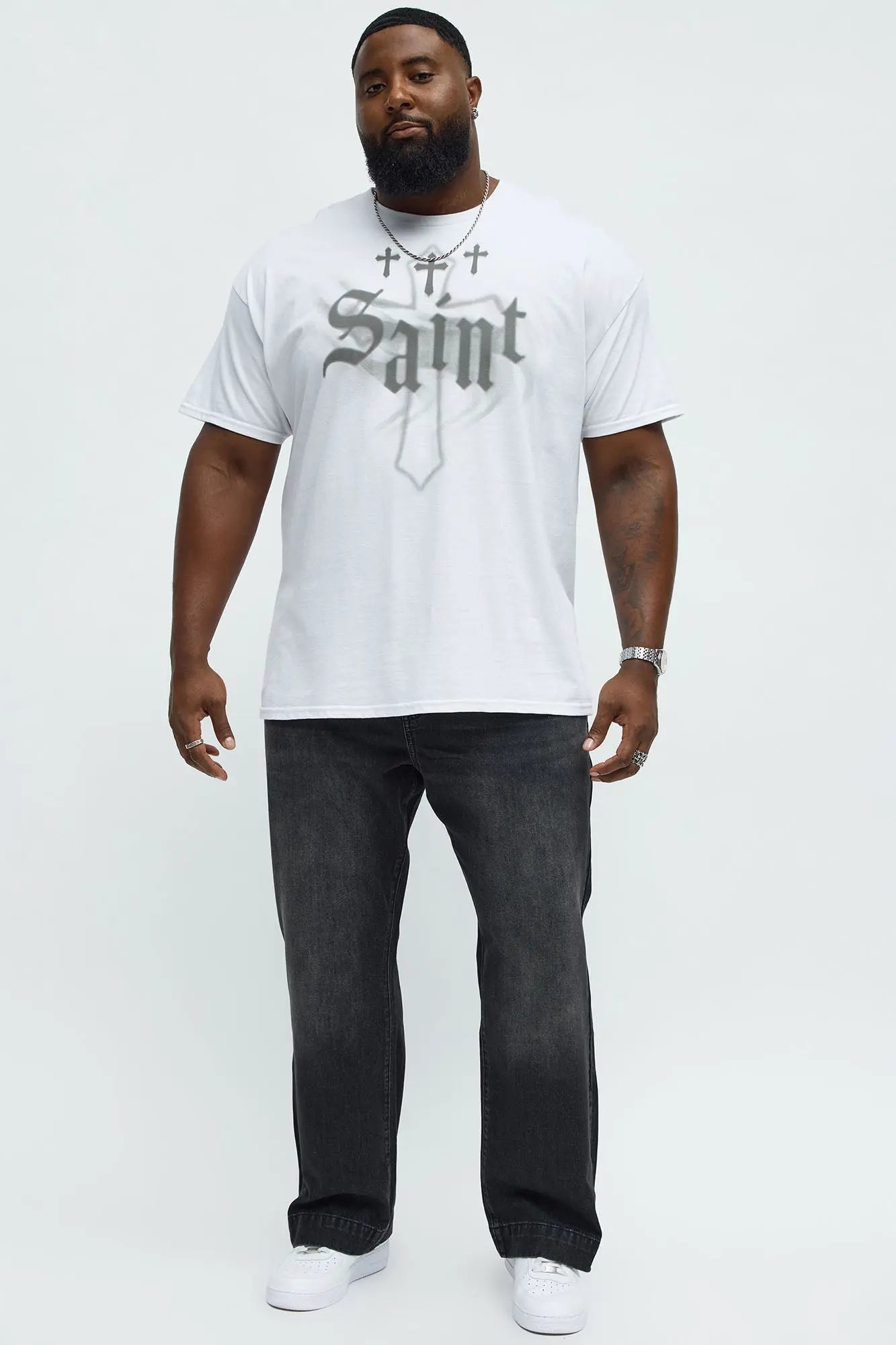 Saint Crosses Oversized Short Sleeve Tee - White
