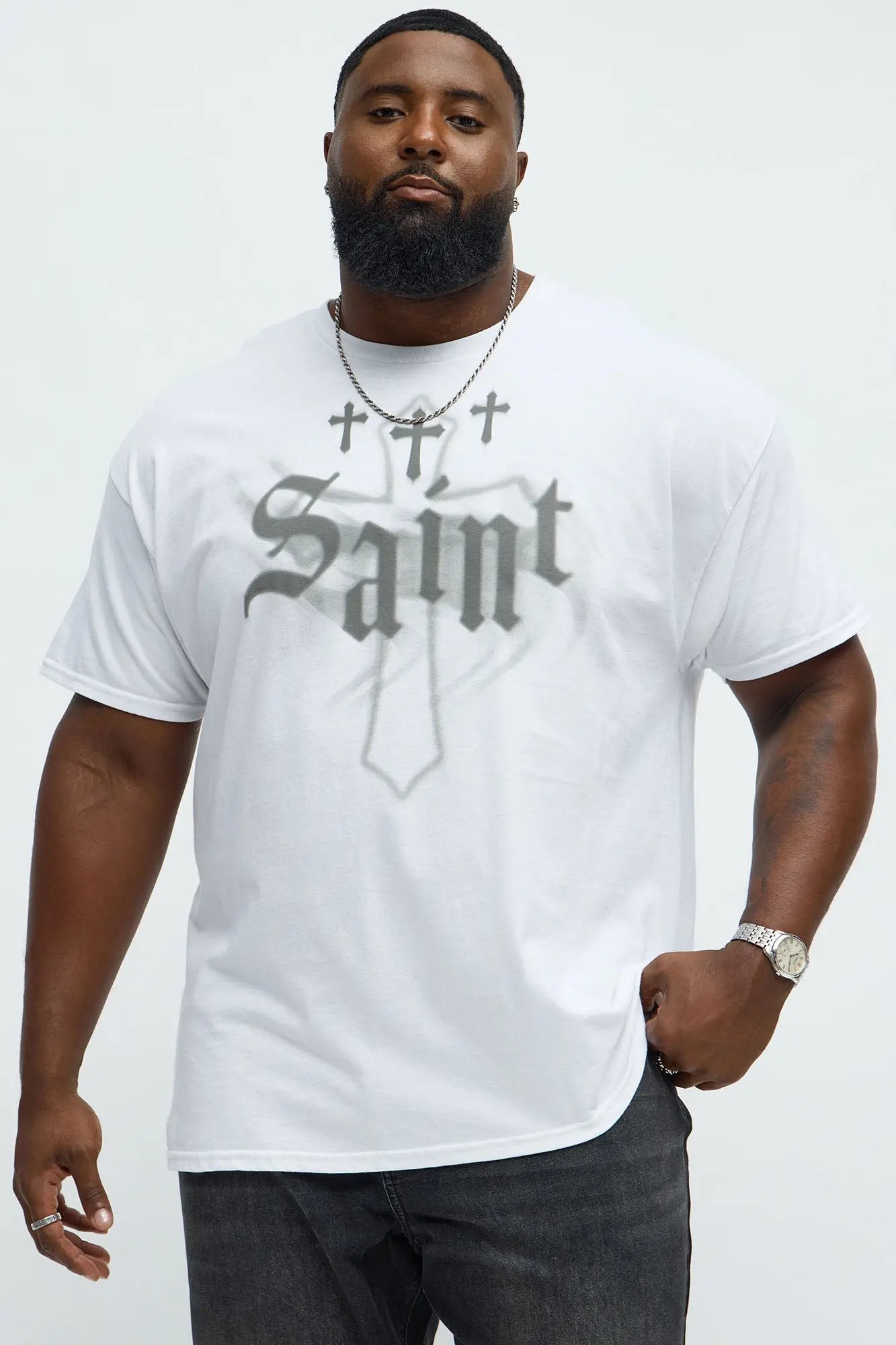 Saint Crosses Oversized Short Sleeve Tee - White