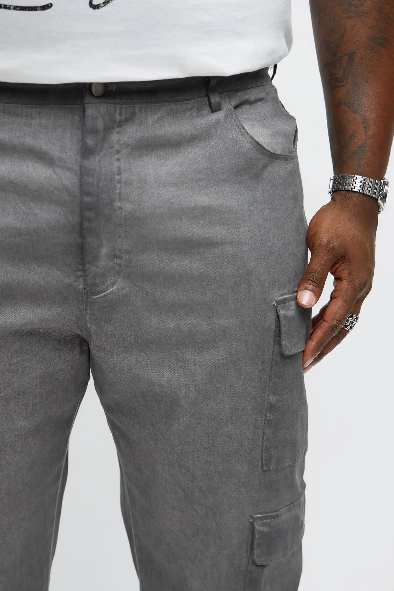 Straight Faded Out Cargo Pant - Grey