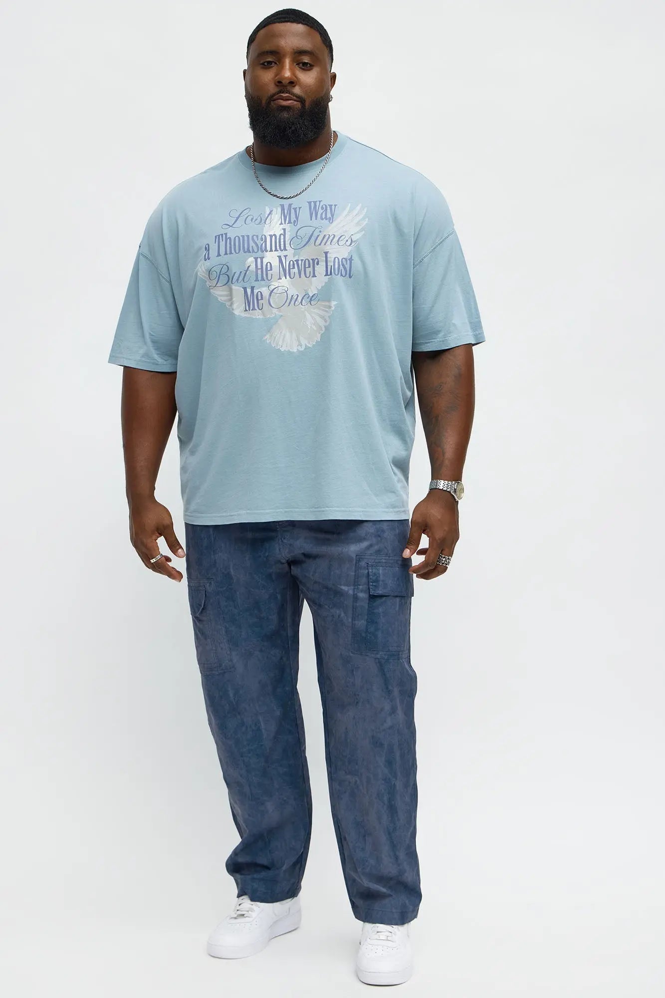 Lost My Way Oversized Short Sleeve Tee - Light Blue