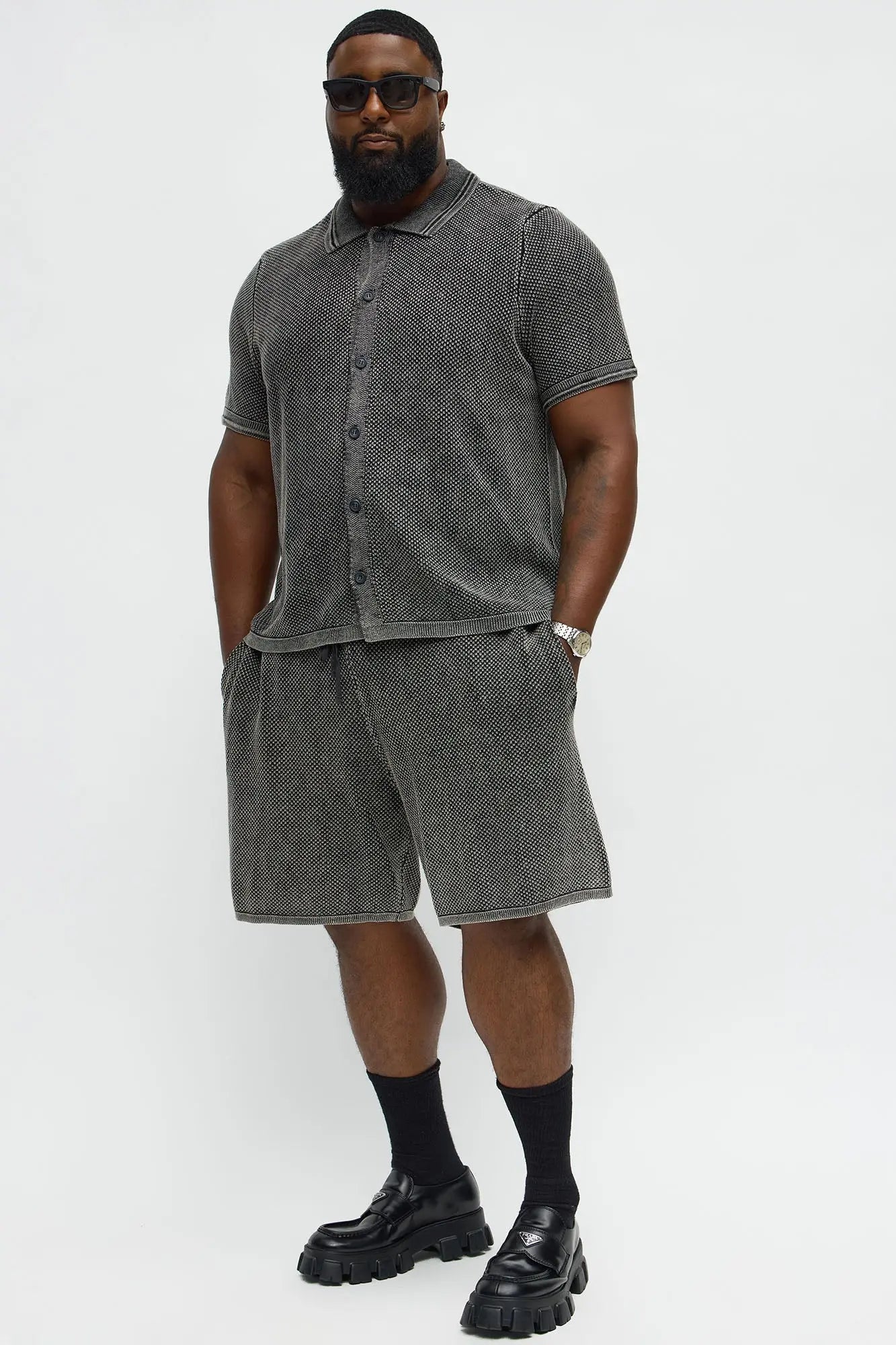Relaxed Washed Knit Short - Black Wash