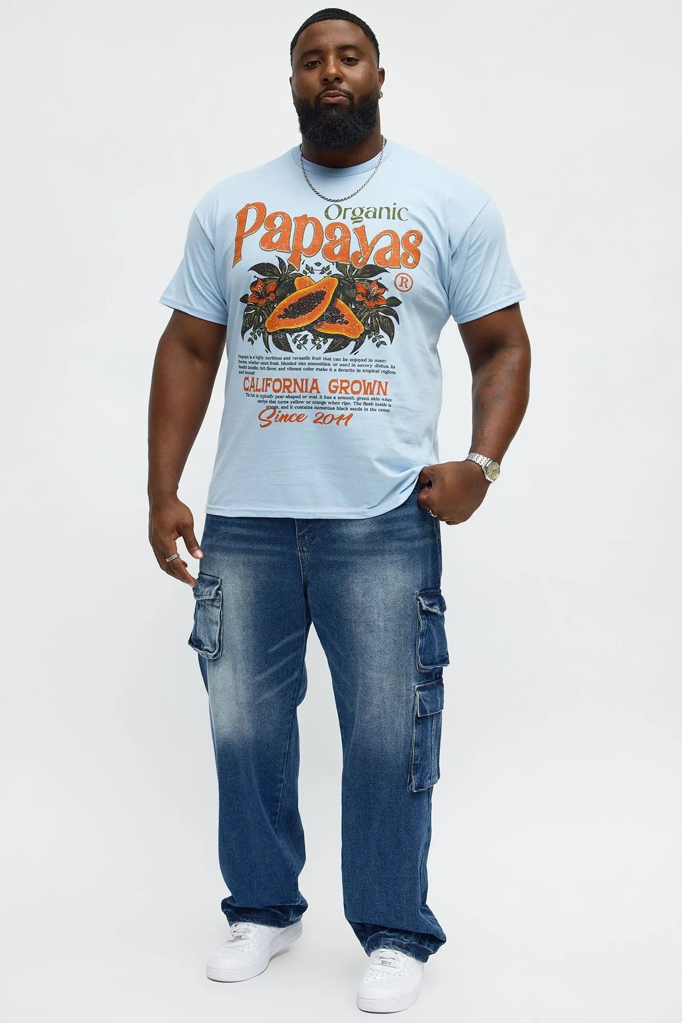 California Grown Papayas Short Sleeve Tee - Light Blue