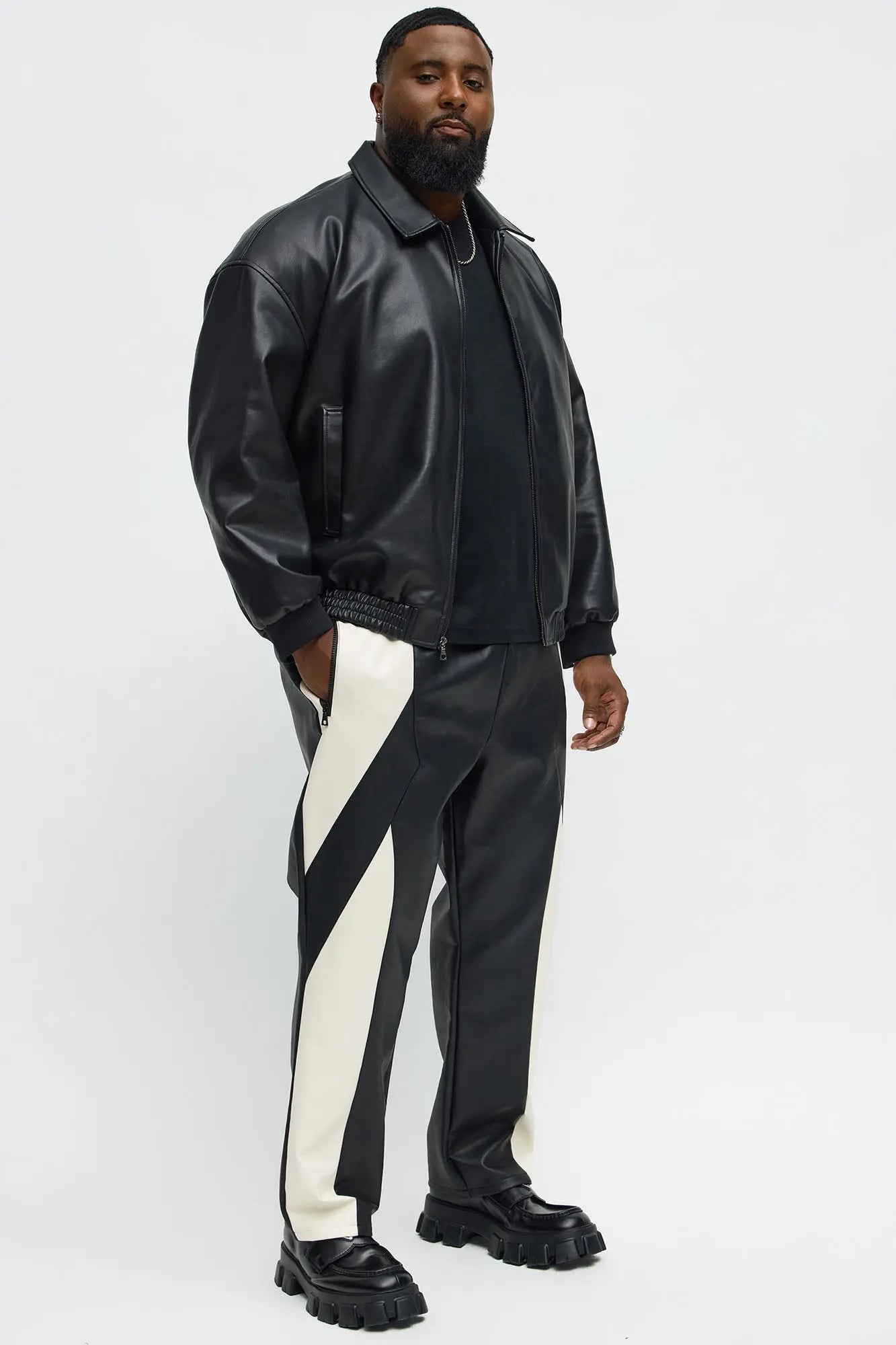 Slim Birmingham Faux Leather Pant - Black/combo