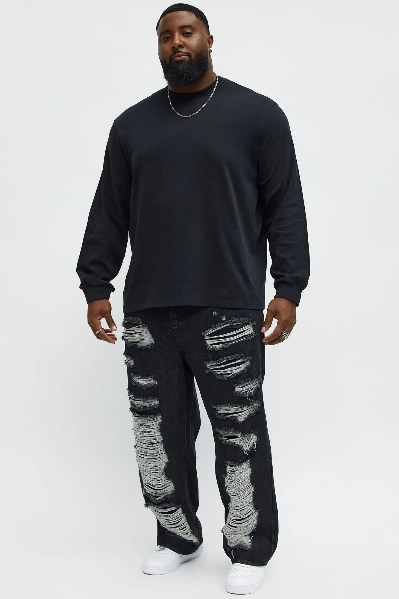Oversized Heavyweight Long Sleeve Tee - Black