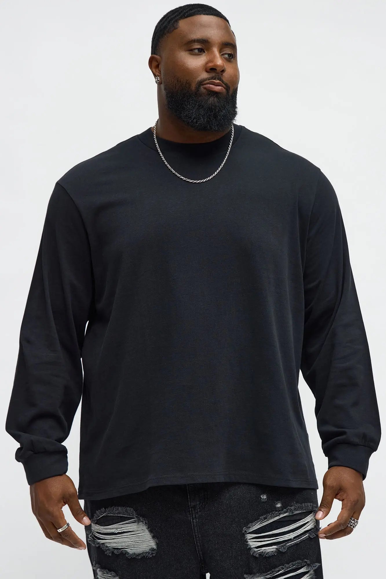 Oversized Heavyweight Long Sleeve Tee - Black