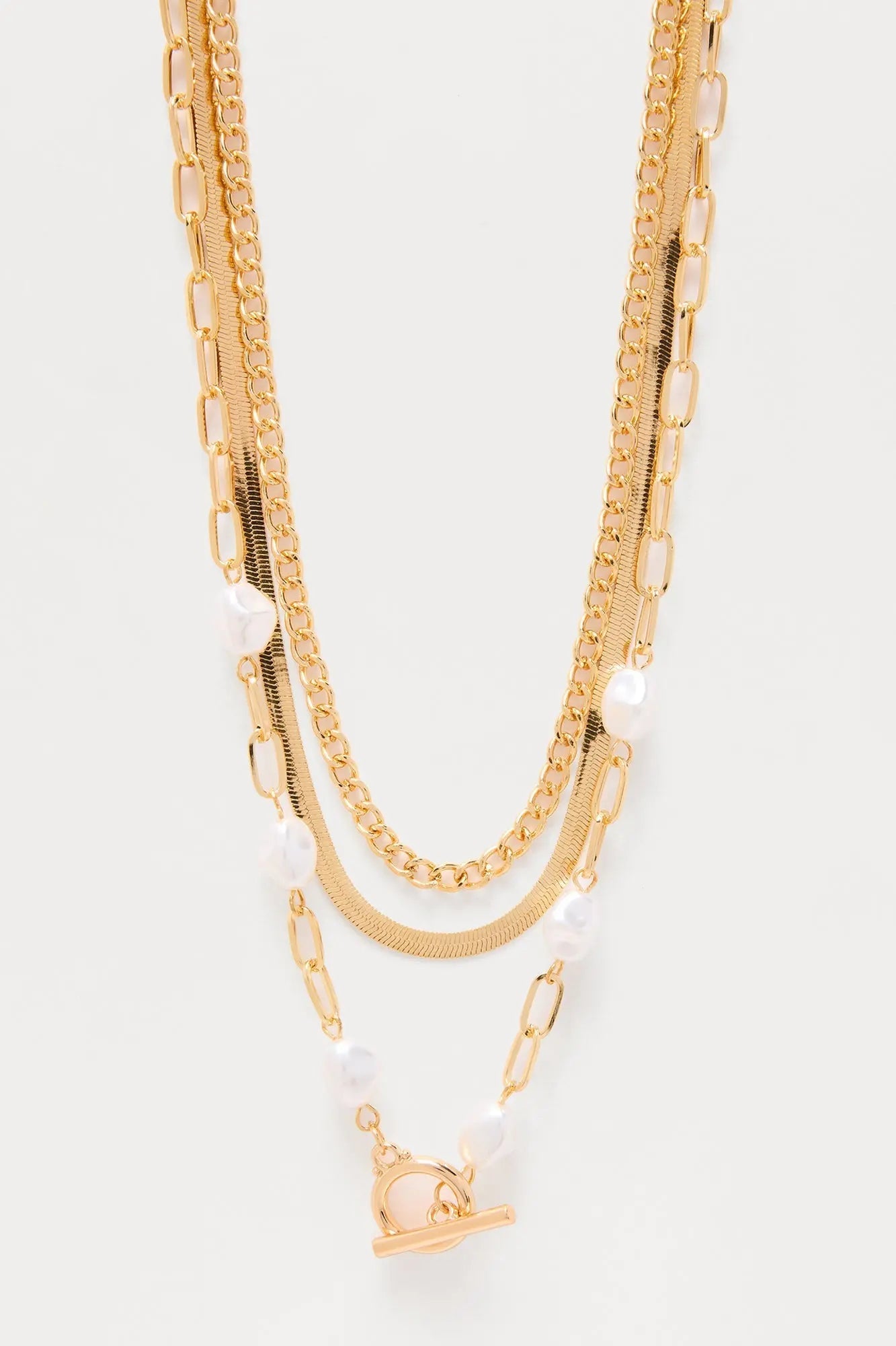 On Point Pearl Necklace Set - Gold