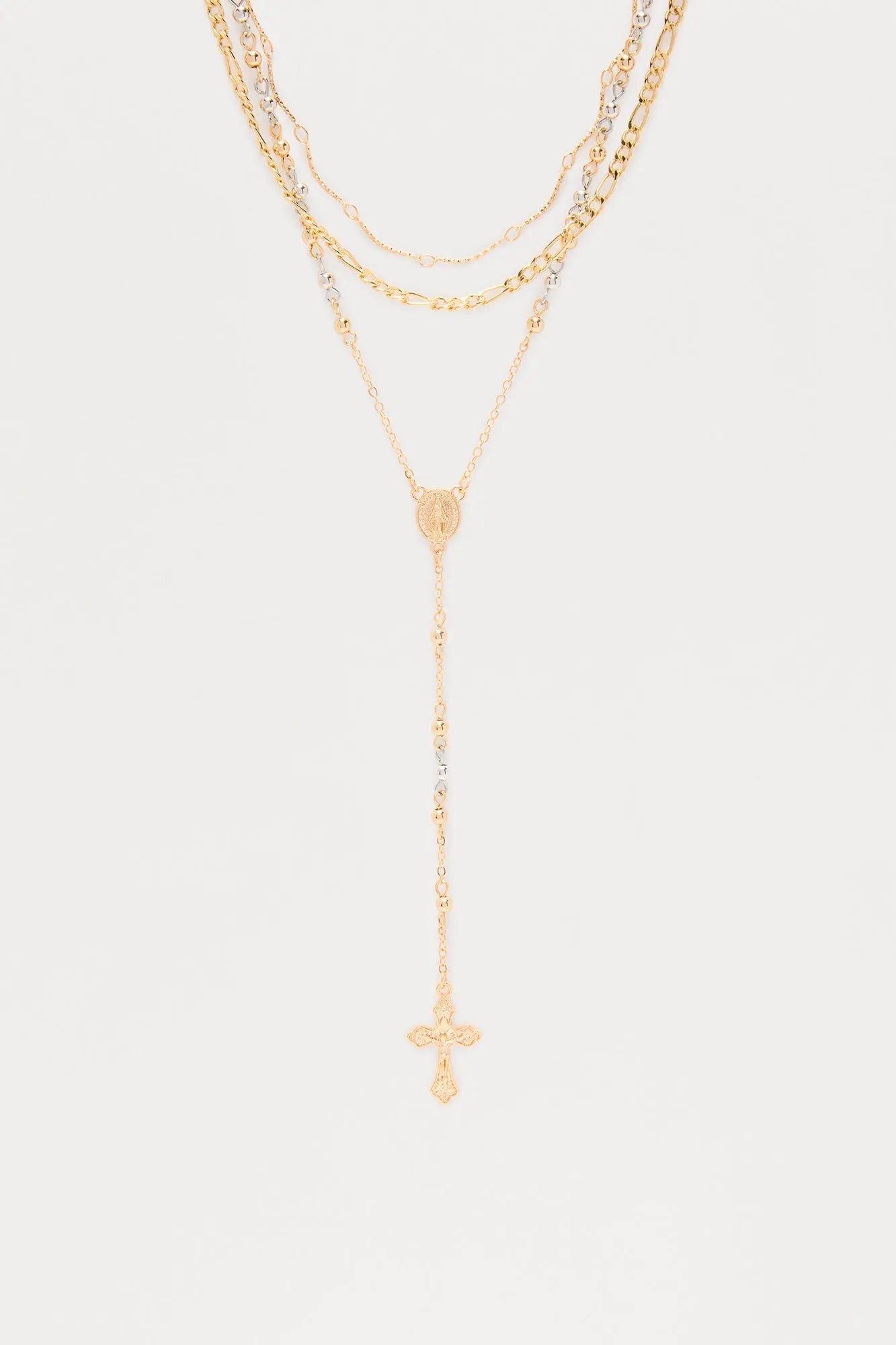 Saint Pendant Necklace Set - Gold