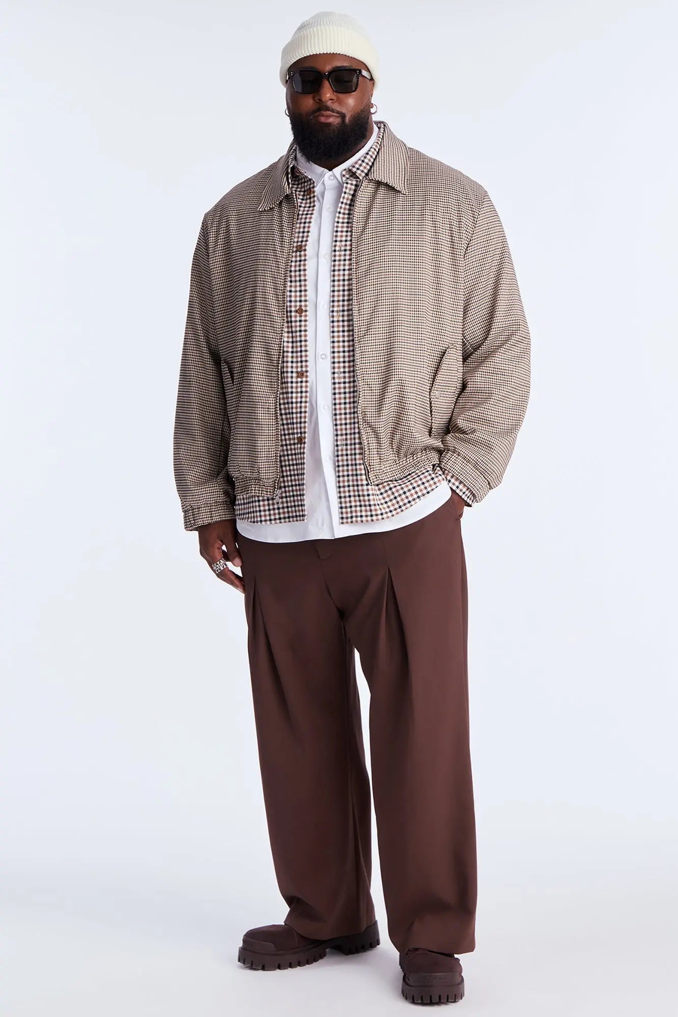 Lucky Seeker Plaid Bomber Jacket - Brown