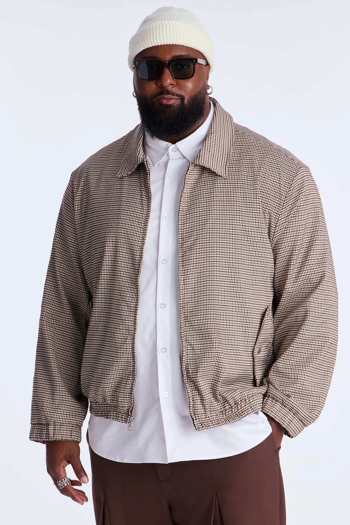 Lucky Seeker Plaid Bomber Jacket - Brown
