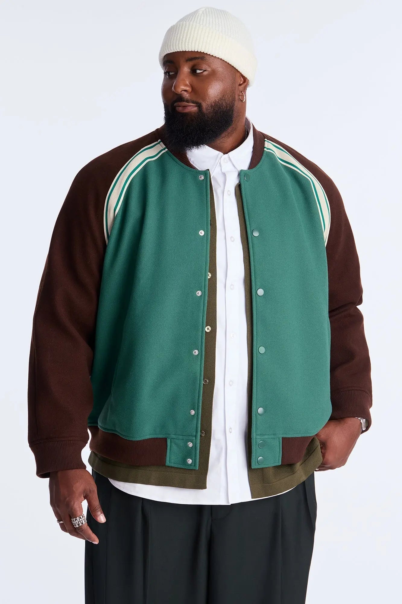 Raglan Track Varsity Jacket - Green