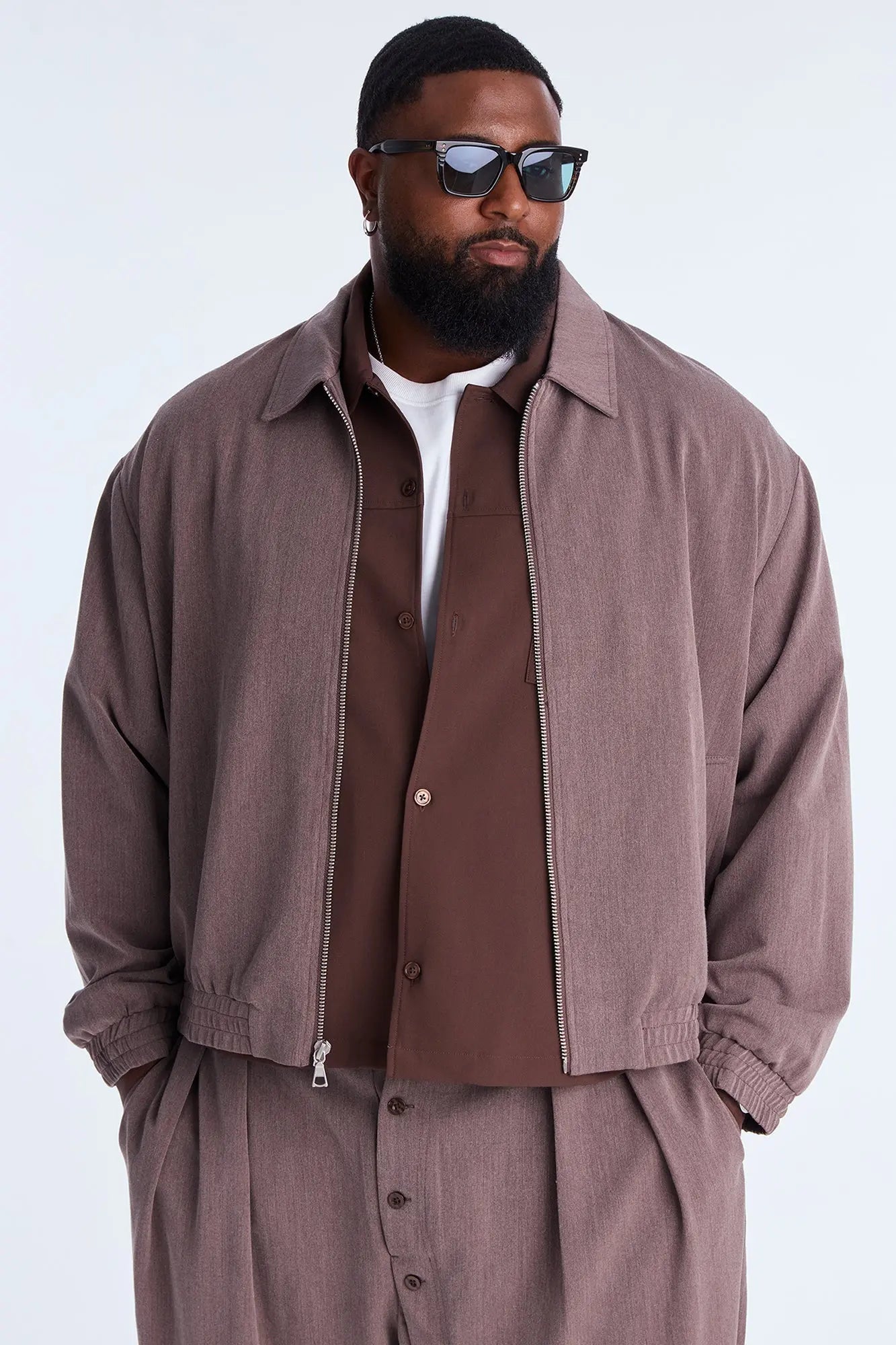 Relaxed Upper East Side Zip Jacket - Brown