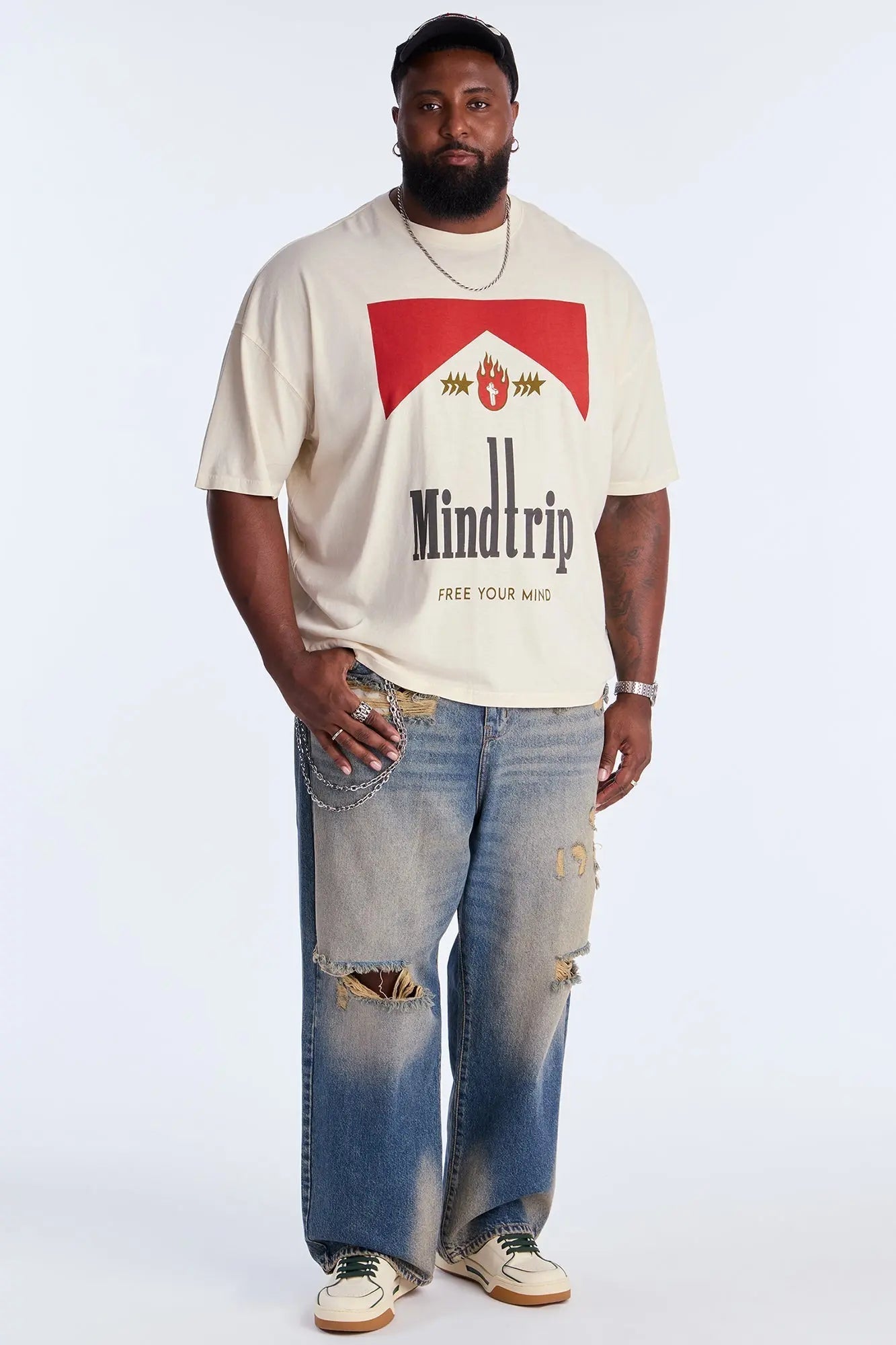 Mind Trip Oversized Short Sleeve Tee - Cream