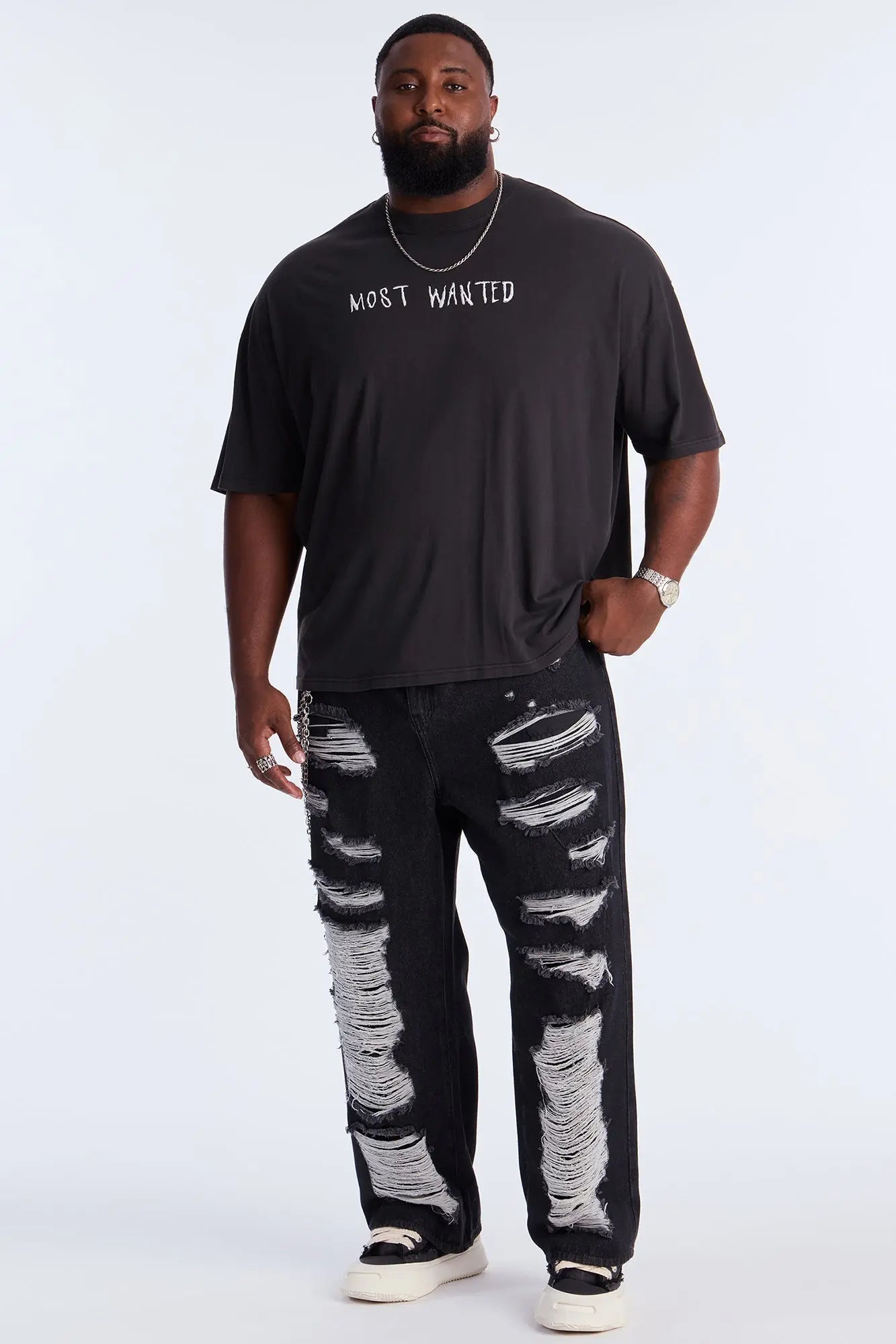 Most Wanted Embroidery Oversized Short Sleeve Tee - Black Wash