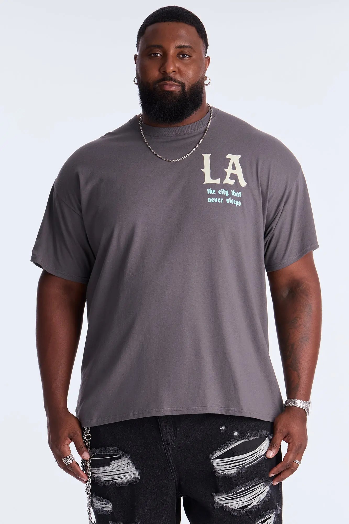 LA Never Sleeps Short Sleeve Tee - Charcoal