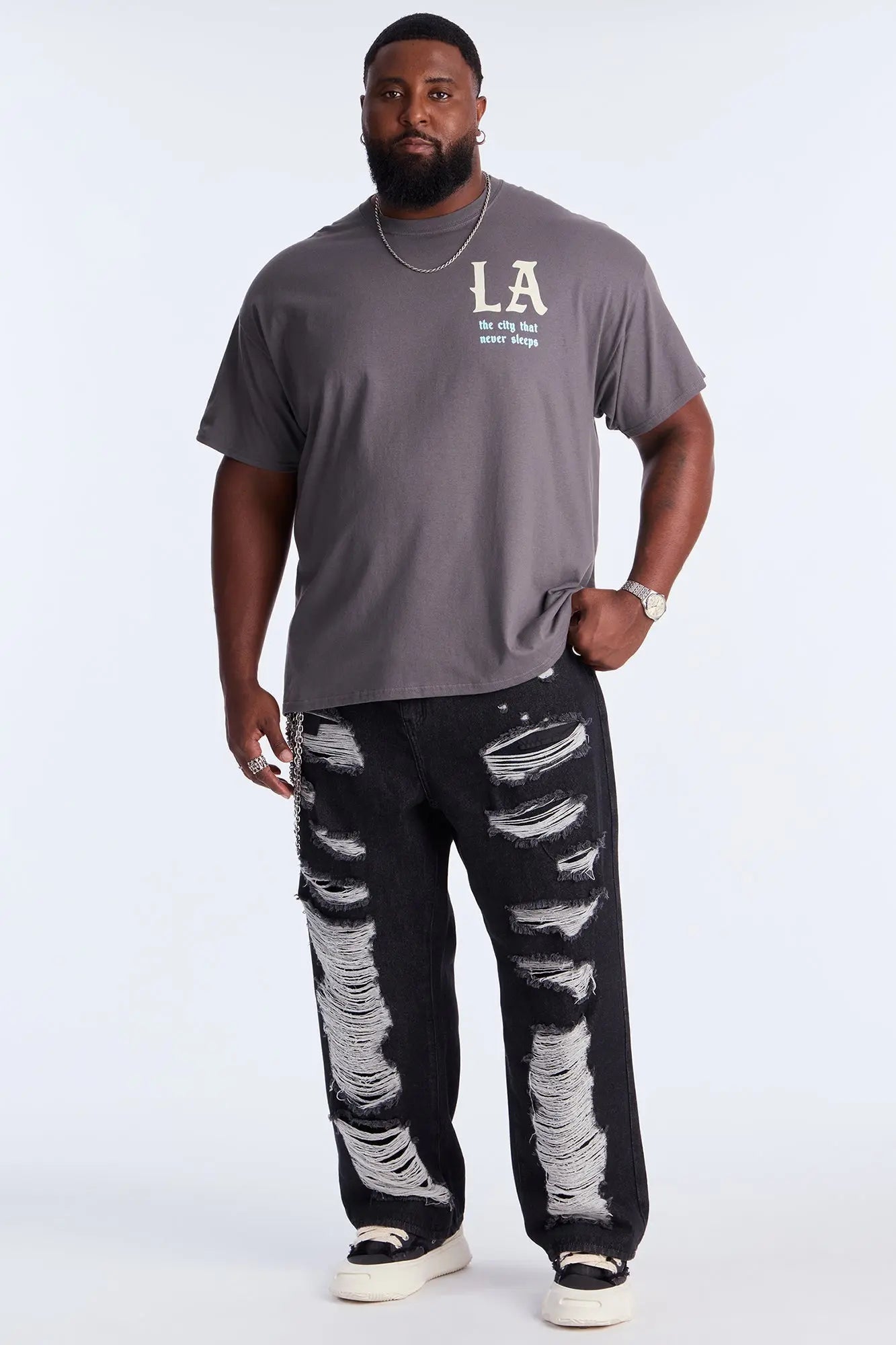 LA Never Sleeps Short Sleeve Tee - Charcoal