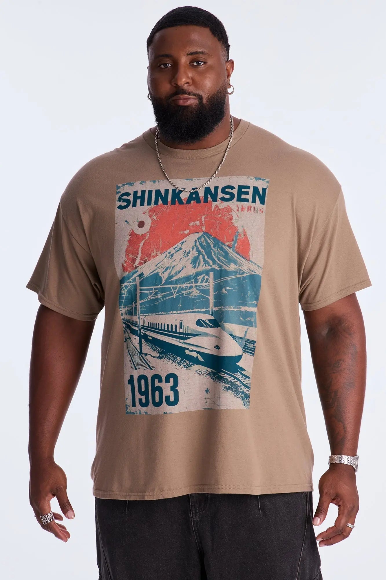 Shinkansen Bullet Train Short Sleeve Tee - Brown