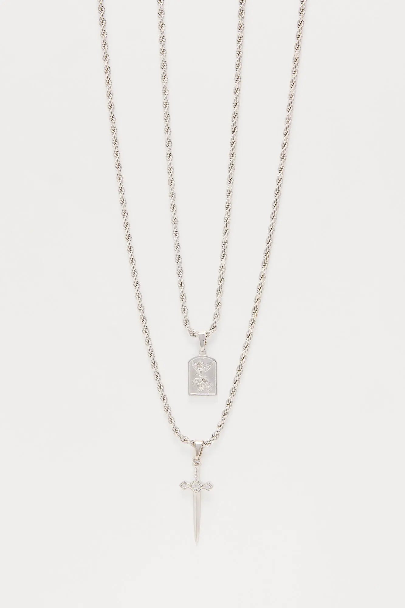 No Fear Pendant Necklace Set - Silver