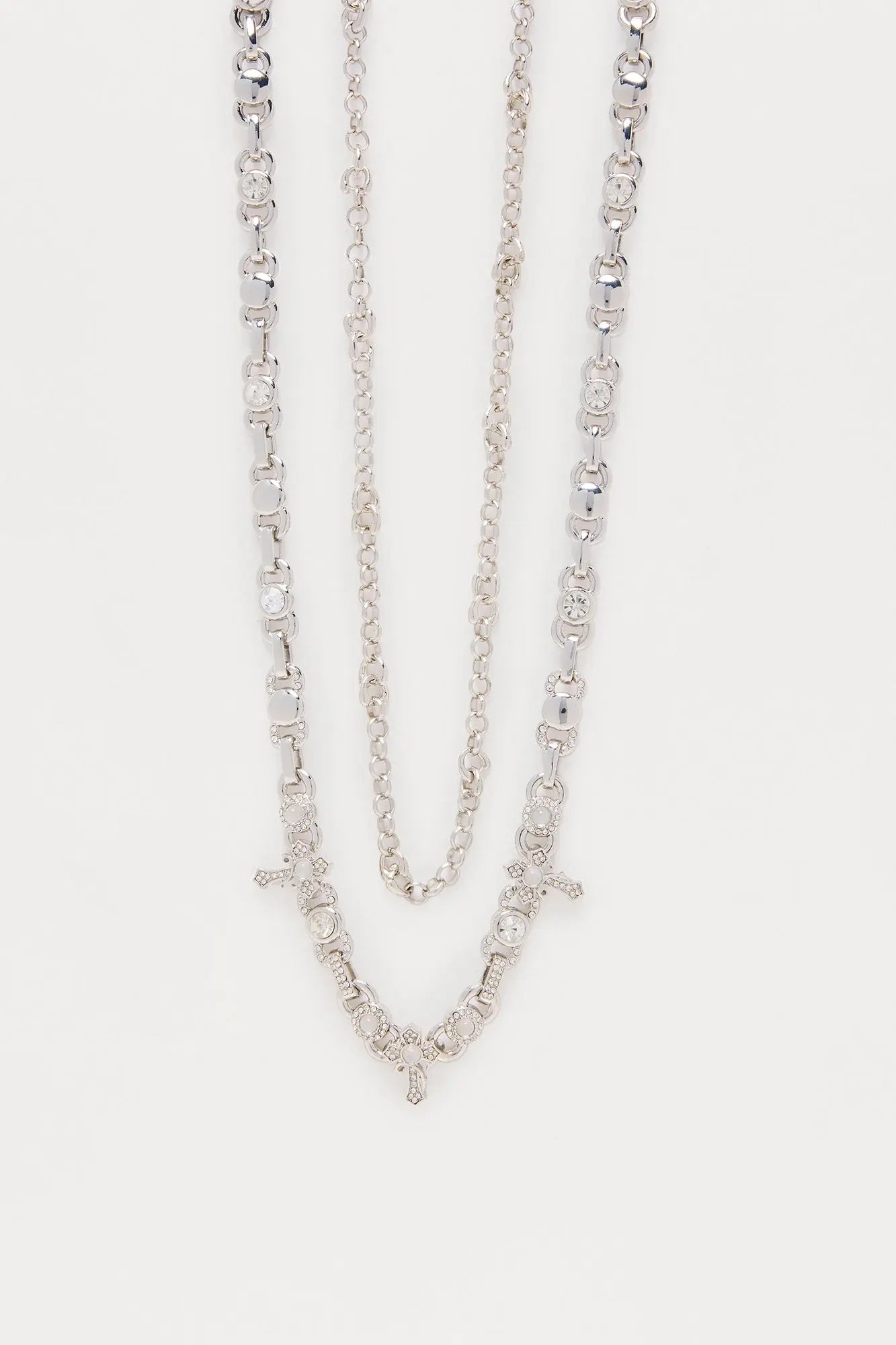 Cross Infinity link Necklace Set - Silver