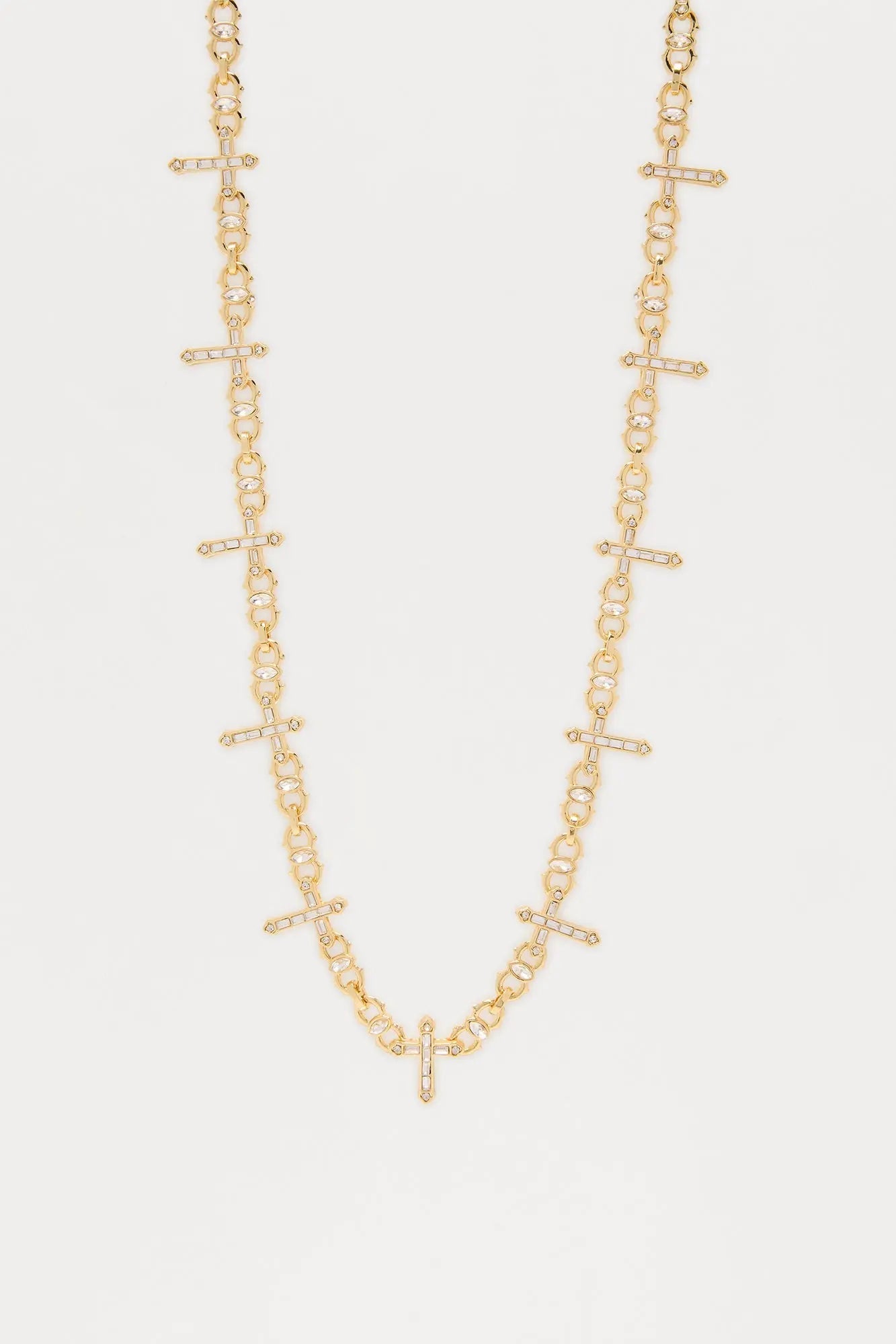 Baguette Cross Link Necklace - Gold